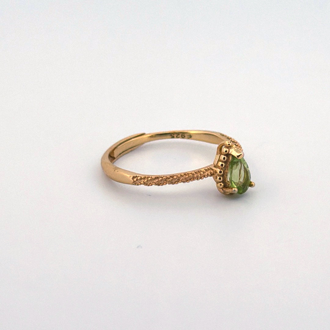Peridot S925 Gold Adjustable Ring