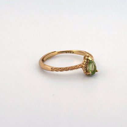 Peridot S925 Gold Adjustable Ring