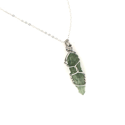Moldavite Stainless Steel and S925 Handmade Necklace