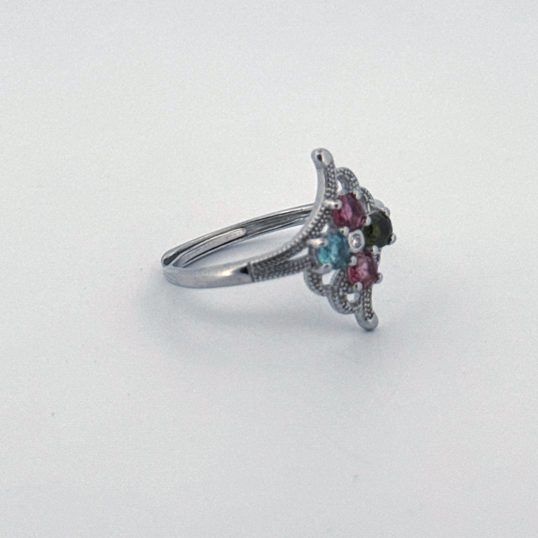Rainbow Tourmaline S925 Adjustable Ring