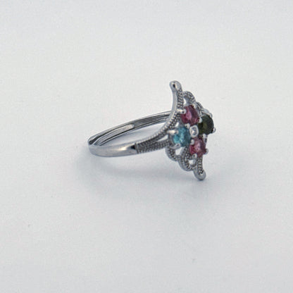Rainbow Tourmaline S925 Adjustable Ring