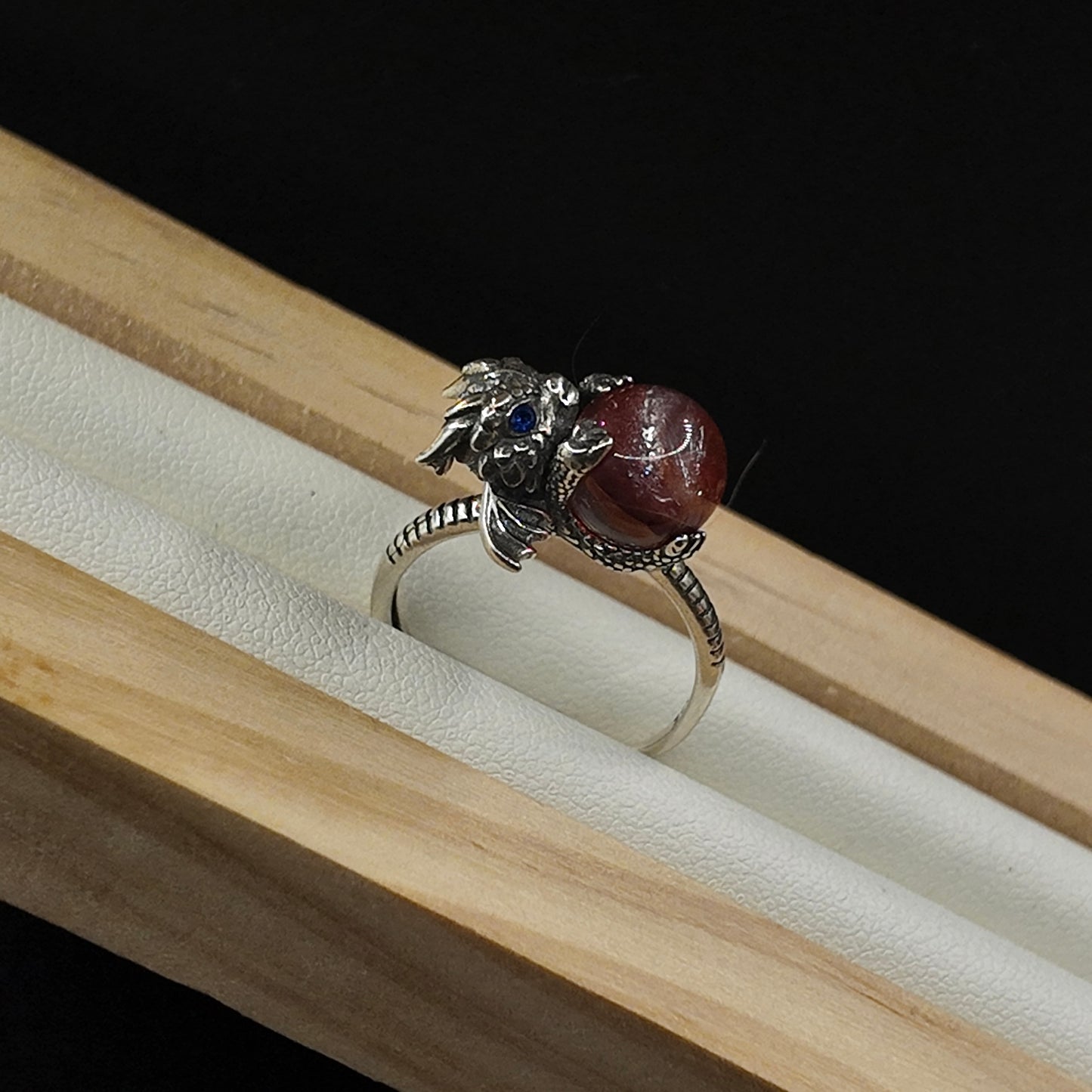 Fire Quartz Baby Dragon S925 Adjustable Ring