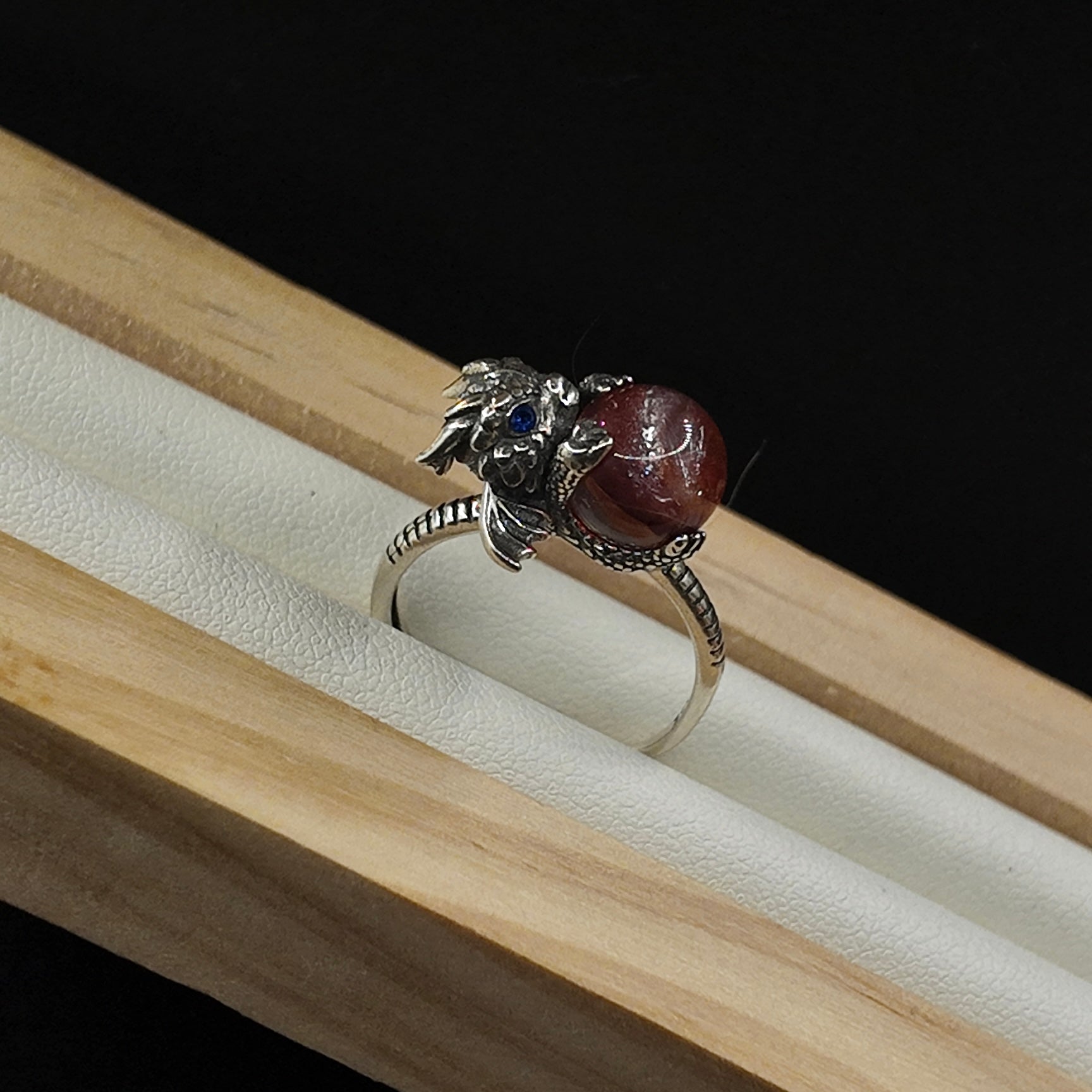 Fire Quartz Baby Dragon S925 Adjustable Ring