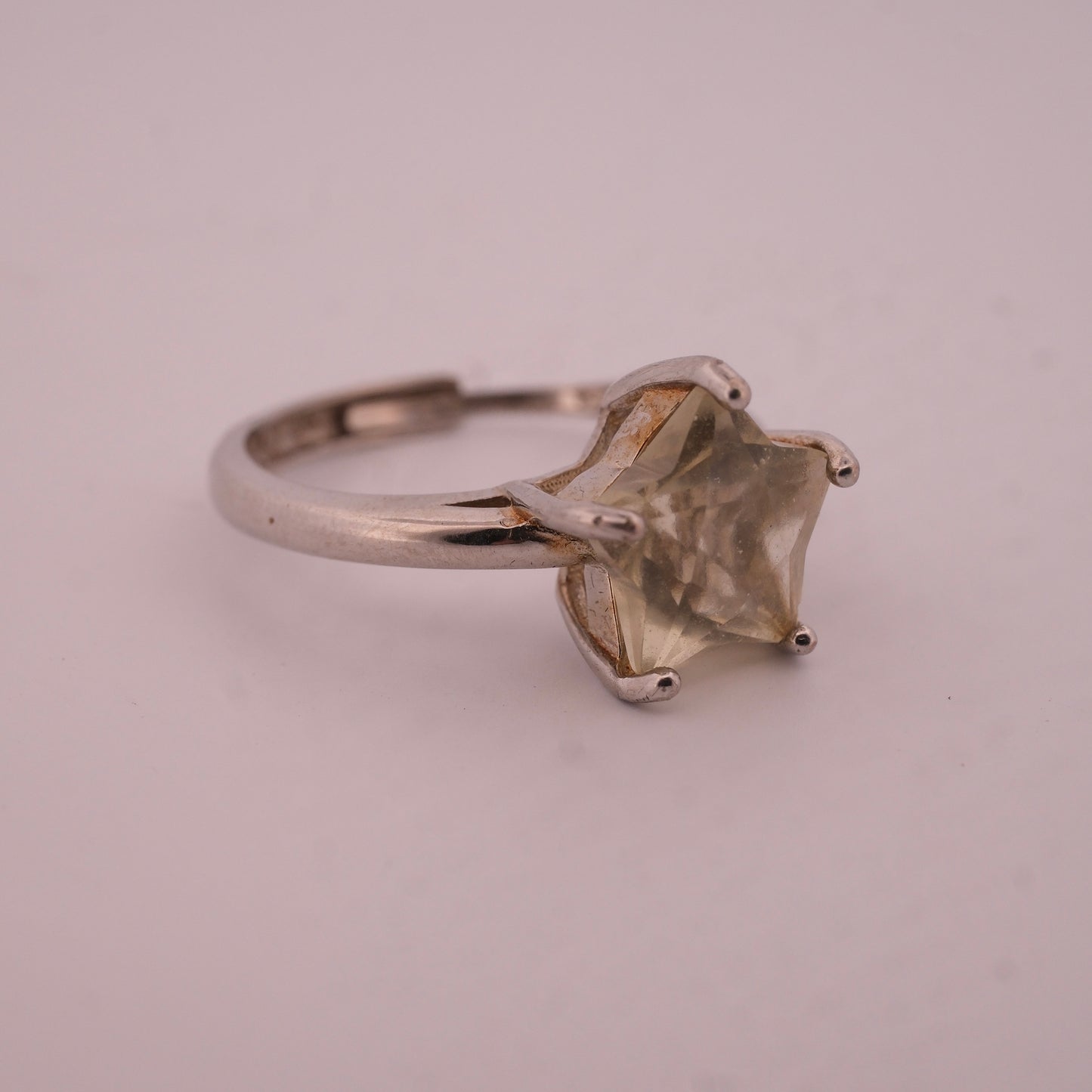 Libyan Desert Glass Star S925 Adjustable Certified Ring