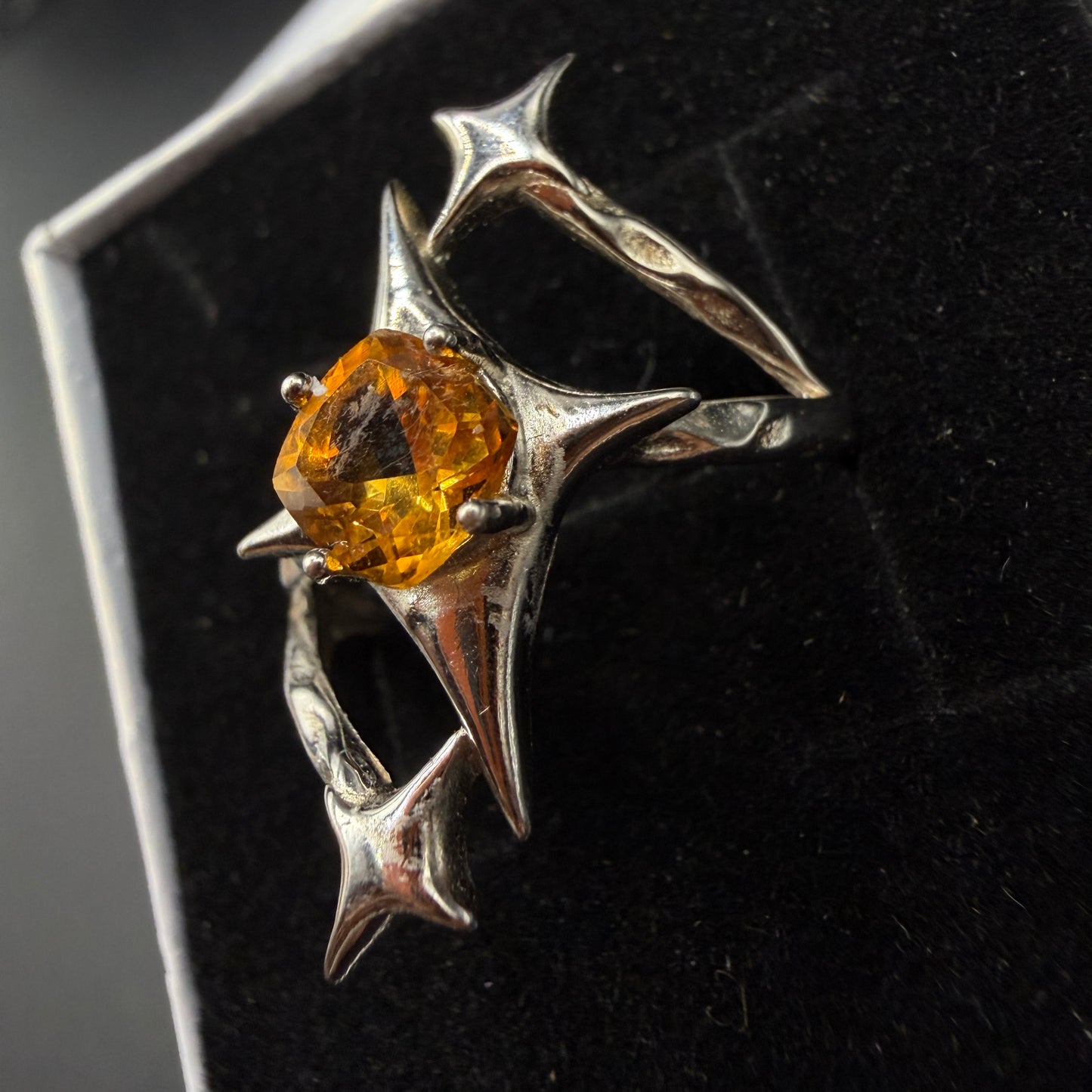 Citrine Star S925 Certified Adjustable Ring
