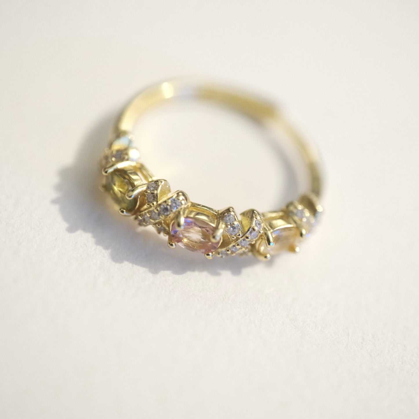 Tourmaline S925 Gold Adjustable Ring