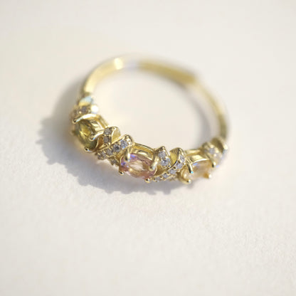 Tourmaline S925 Gold Adjustable Ring