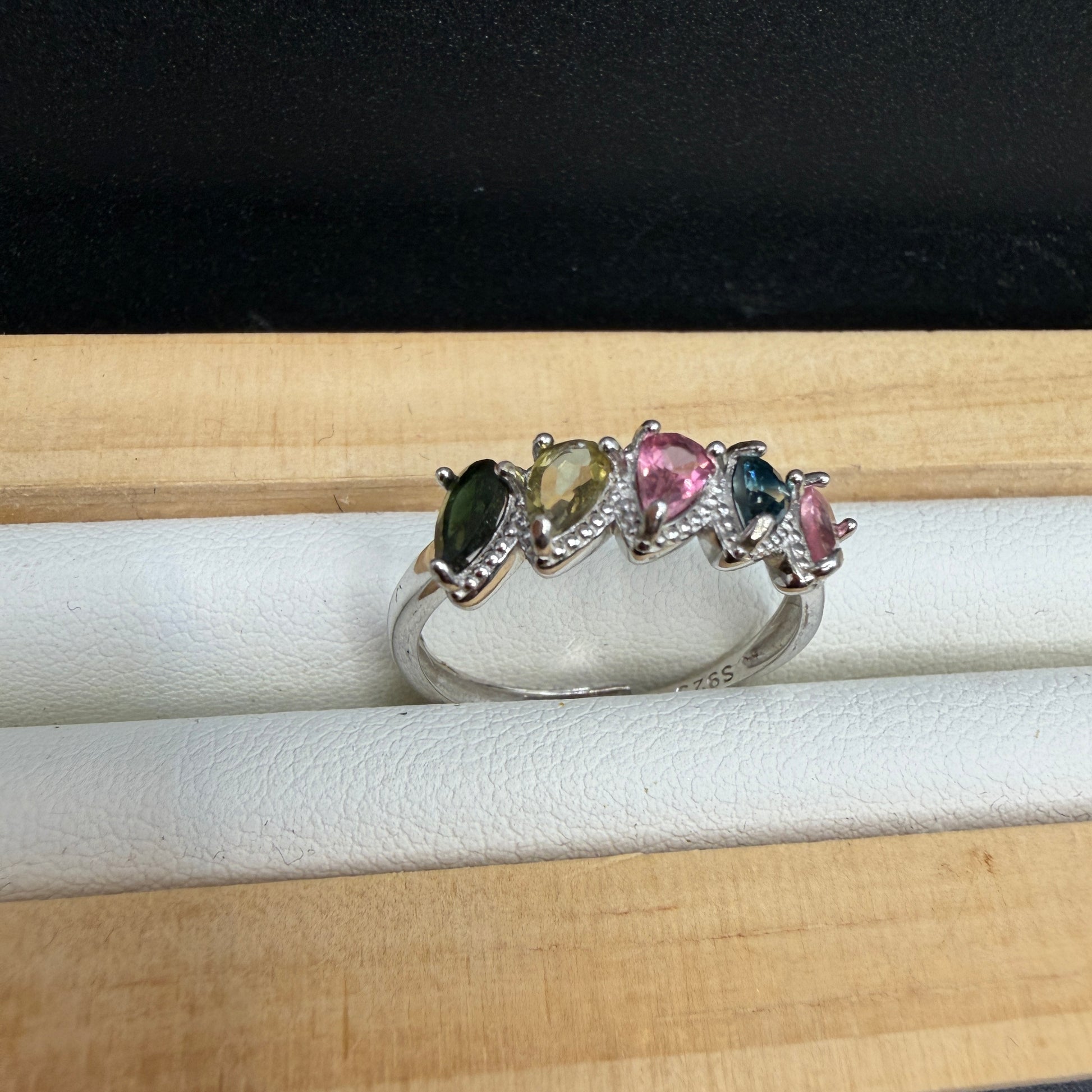 Rainbow Tourmaline S925 Adjustable Ring