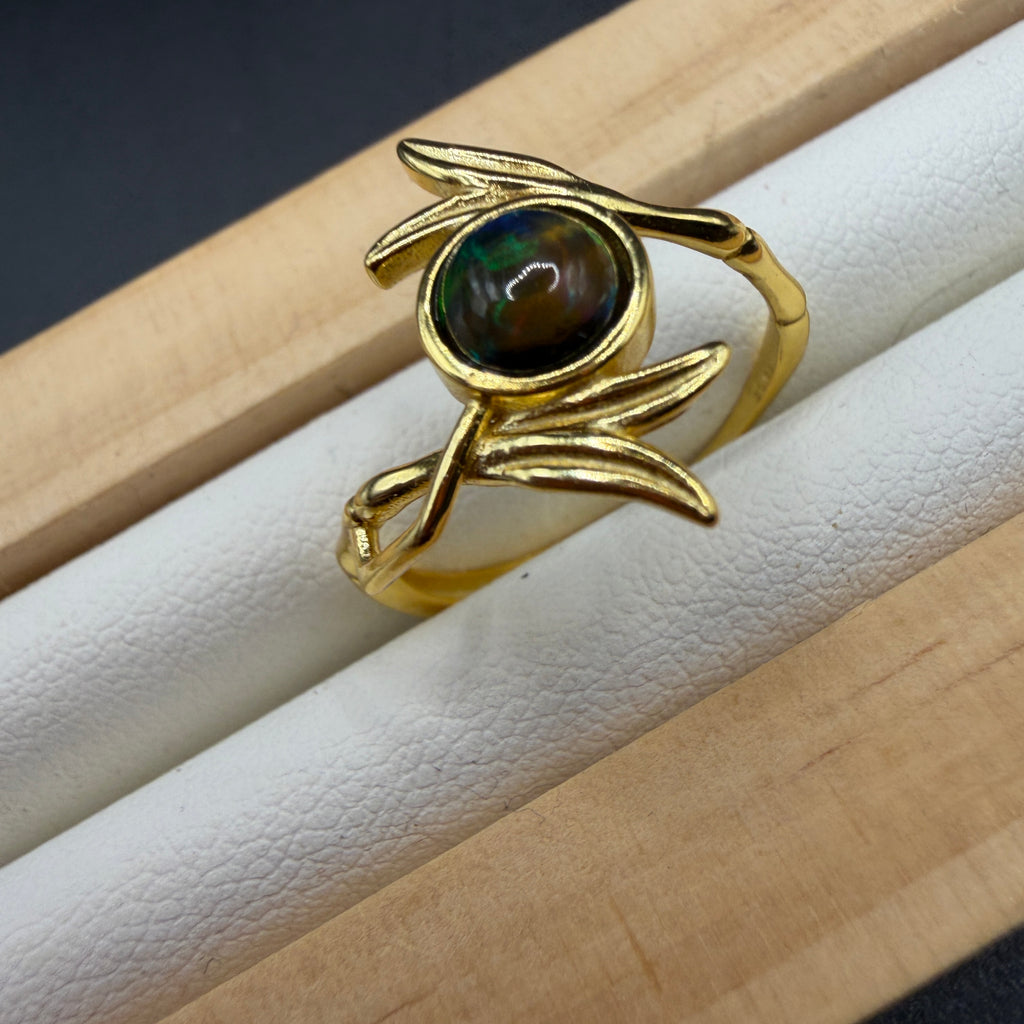 Black Opal S925 Adjustable Ring