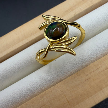Black Opal S925 Adjustable Ring