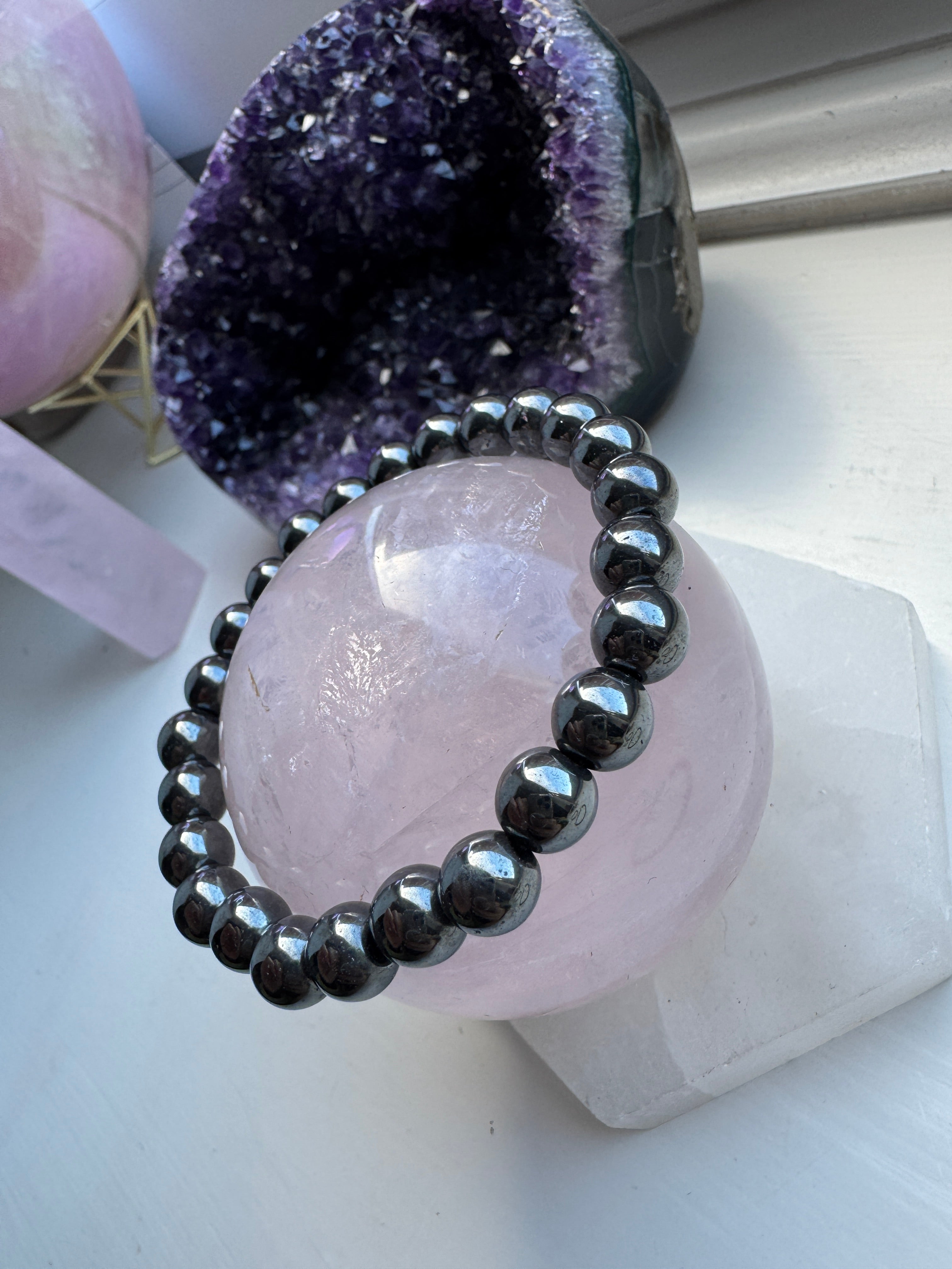 Large Bead Hematite Bracelet