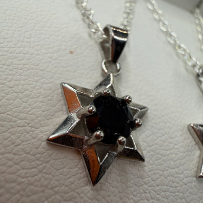 Black Spinel / Aquamarine S925 Necklace