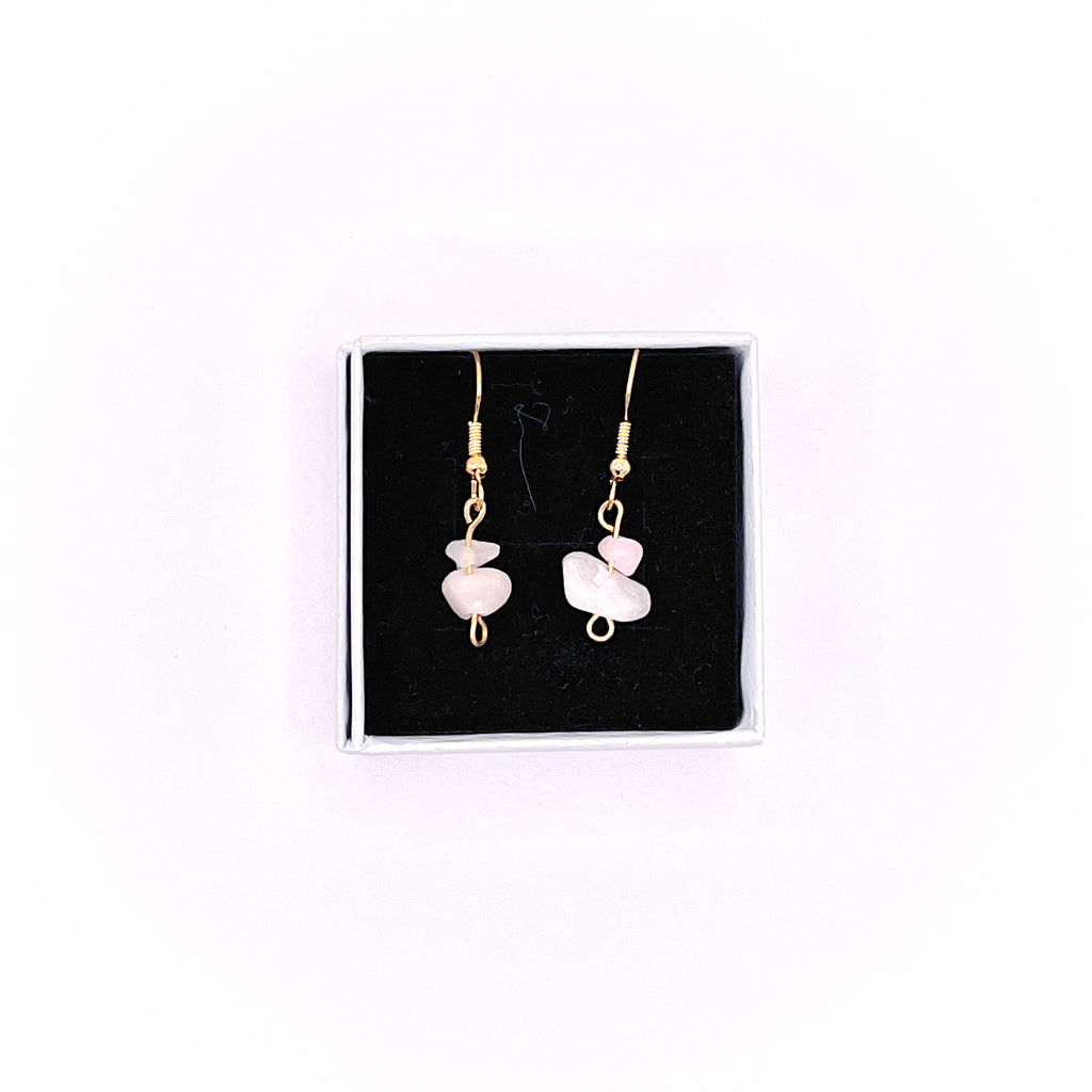 Rose Quartz Drop Earrings (gold)
