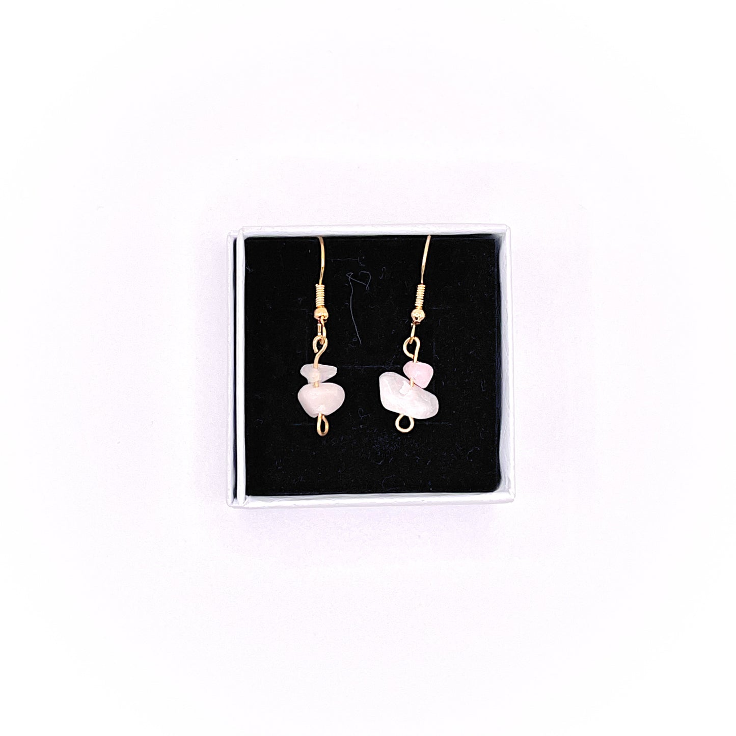 Rose Quartz Drop Earrings (gold)