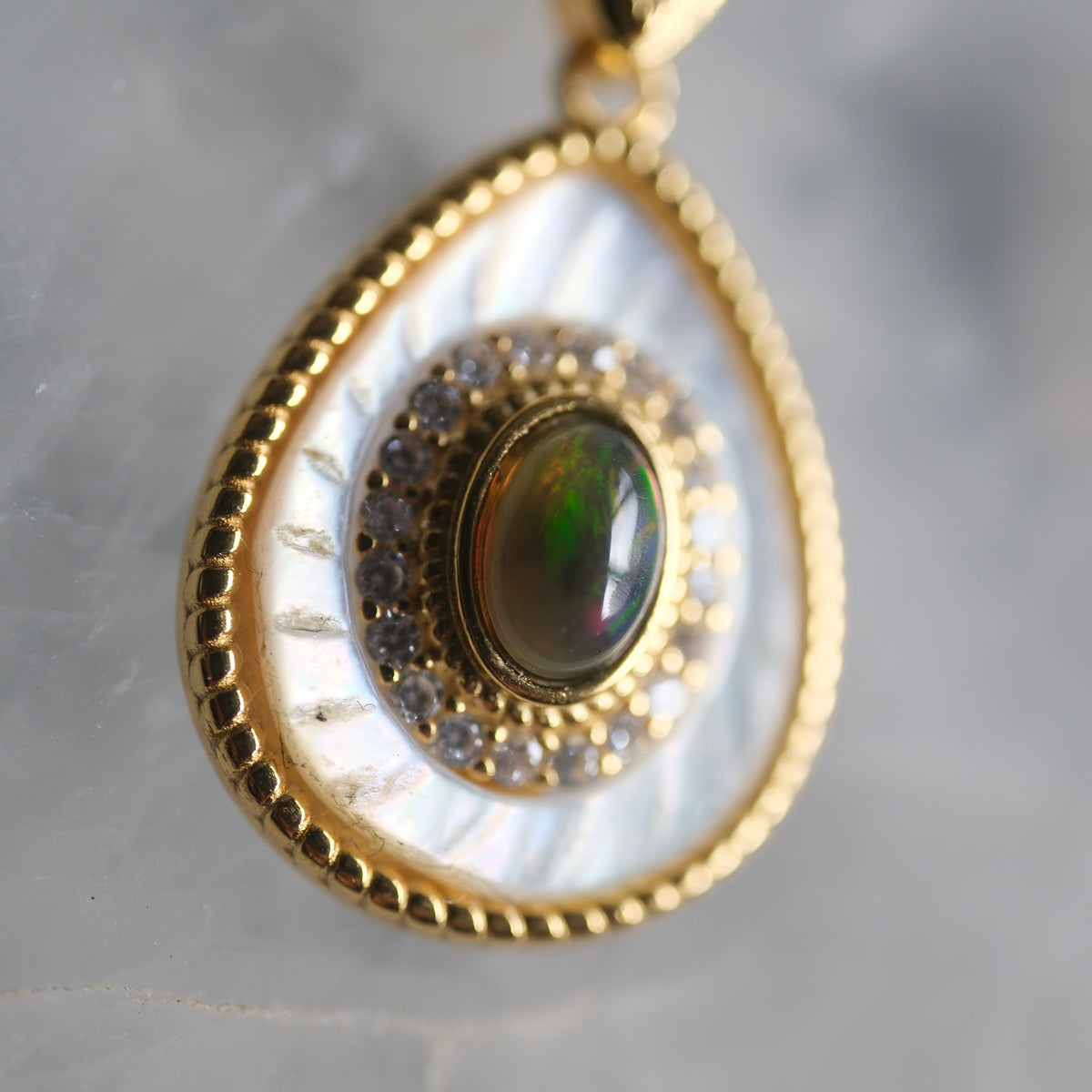 Black Opal Gold S925 Necklace