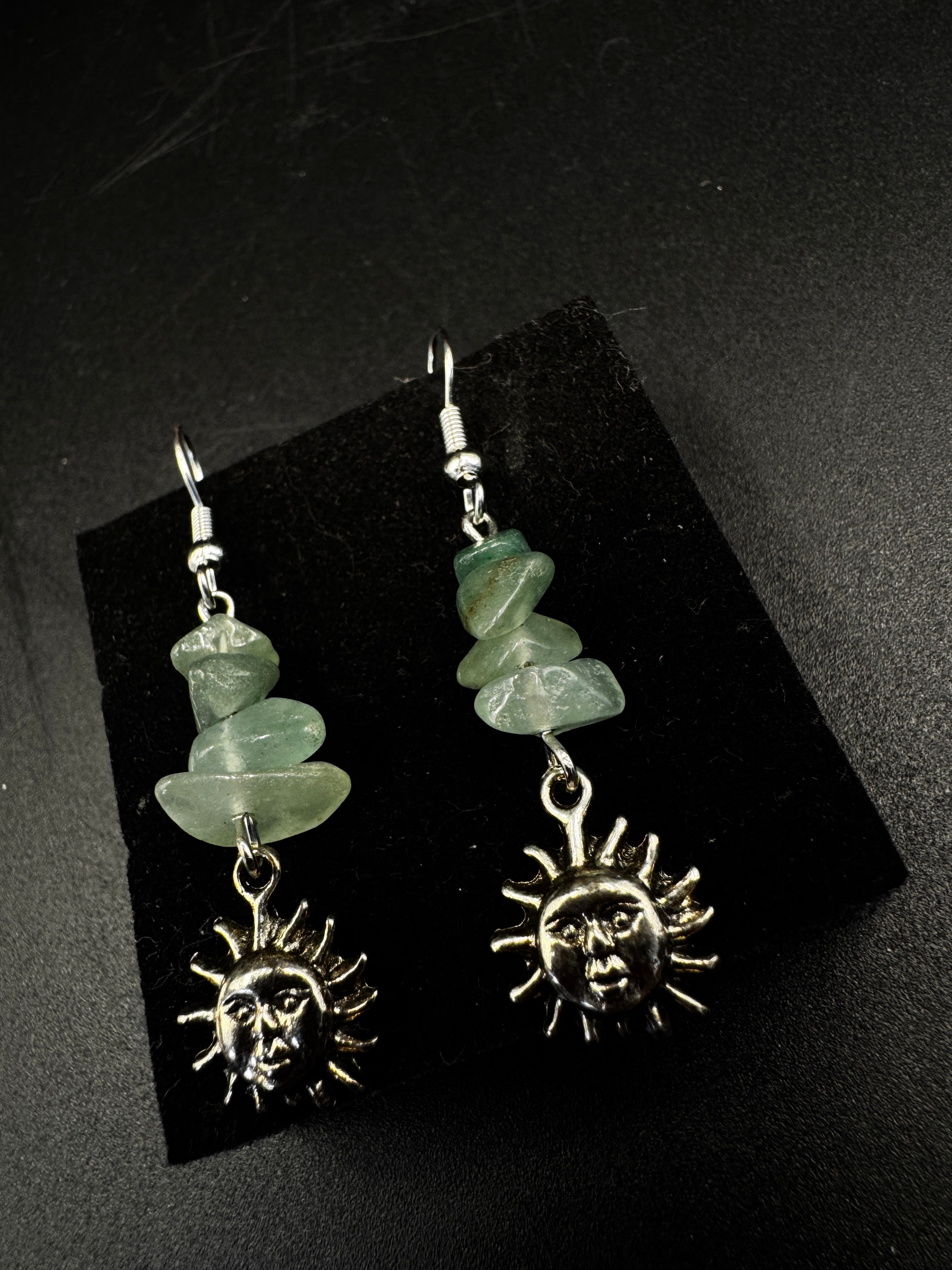 Green Aventurine Sun Earrings