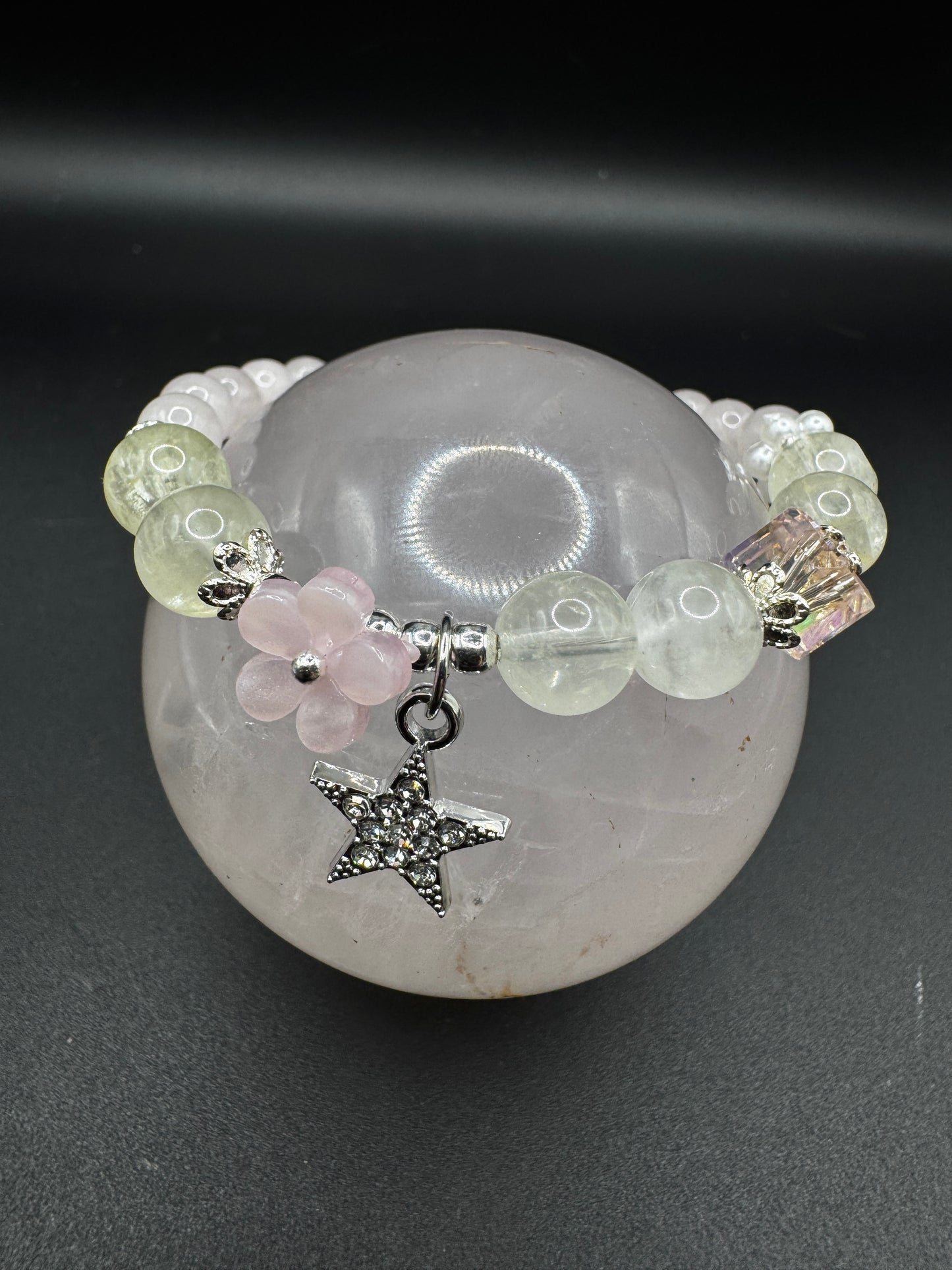 Rose Quartz and Citrine Star and Flower Bracelet