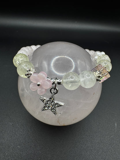 Rose Quartz and Citrine Star and Flower Bracelet