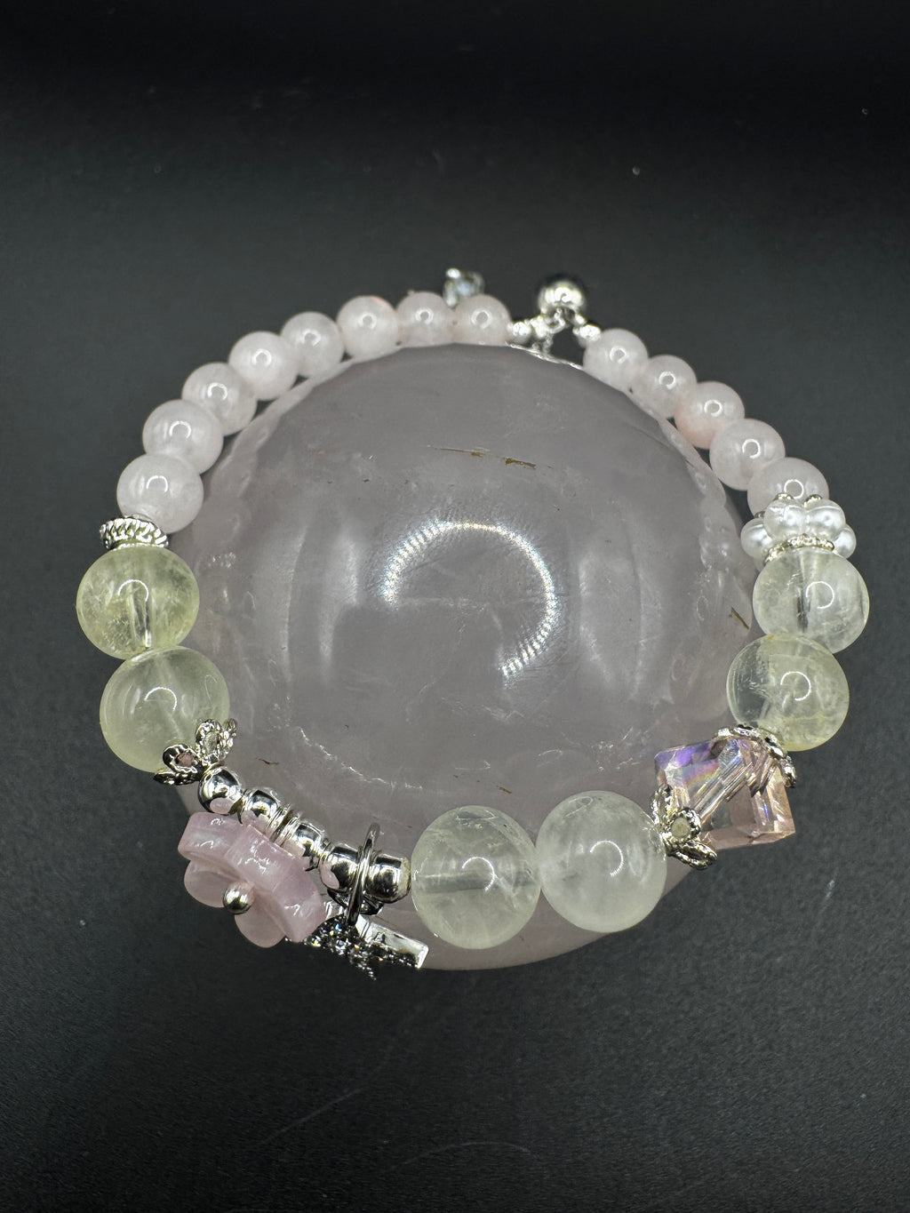 Rose Quartz and Citrine Star and Flower Bracelet