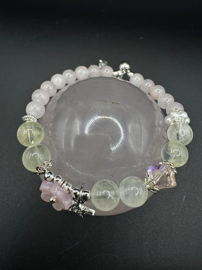 Rose Quartz and Citrine Star and Flower Bracelet