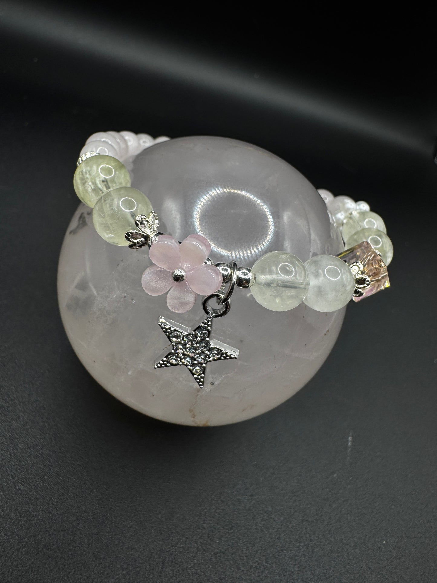 Rose Quartz and Citrine Star and Flower Bracelet