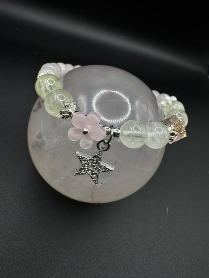Rose Quartz and Citrine Star and Flower Bracelet