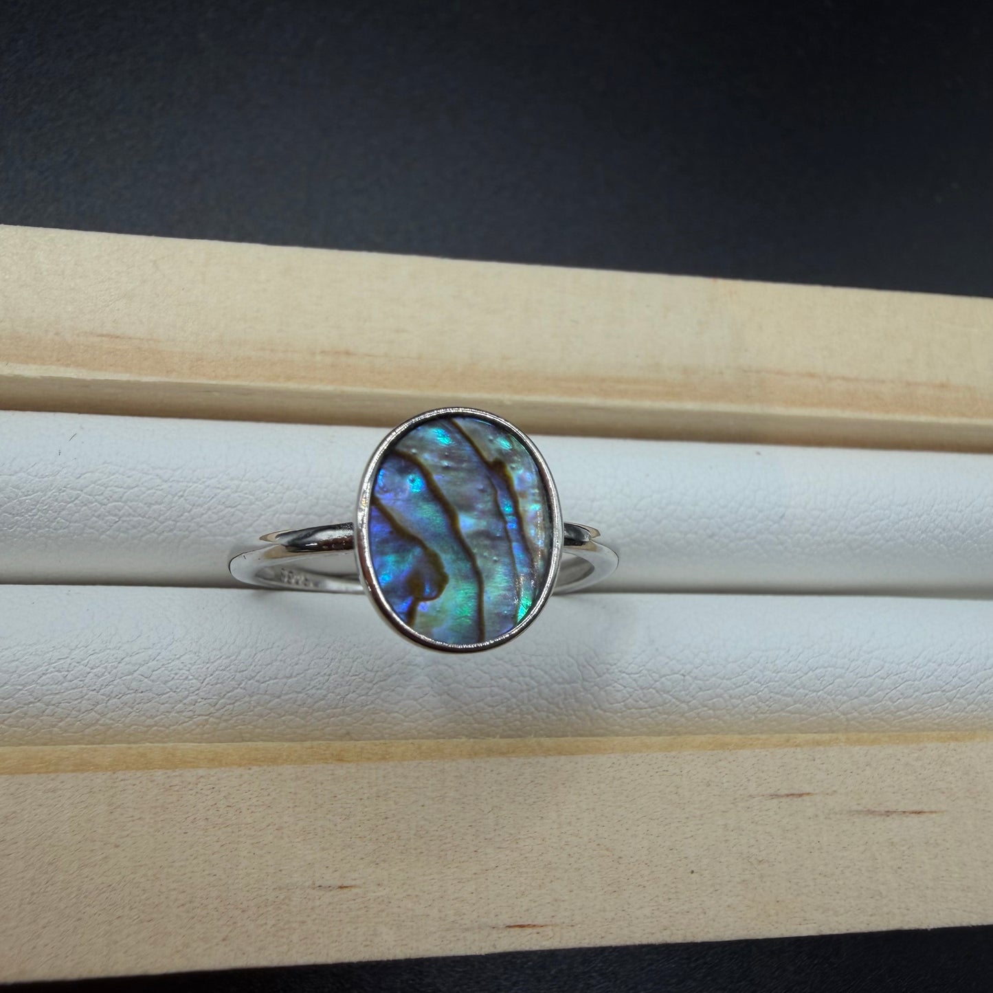 Abalone Shell Oval S925 Adjustable Ring