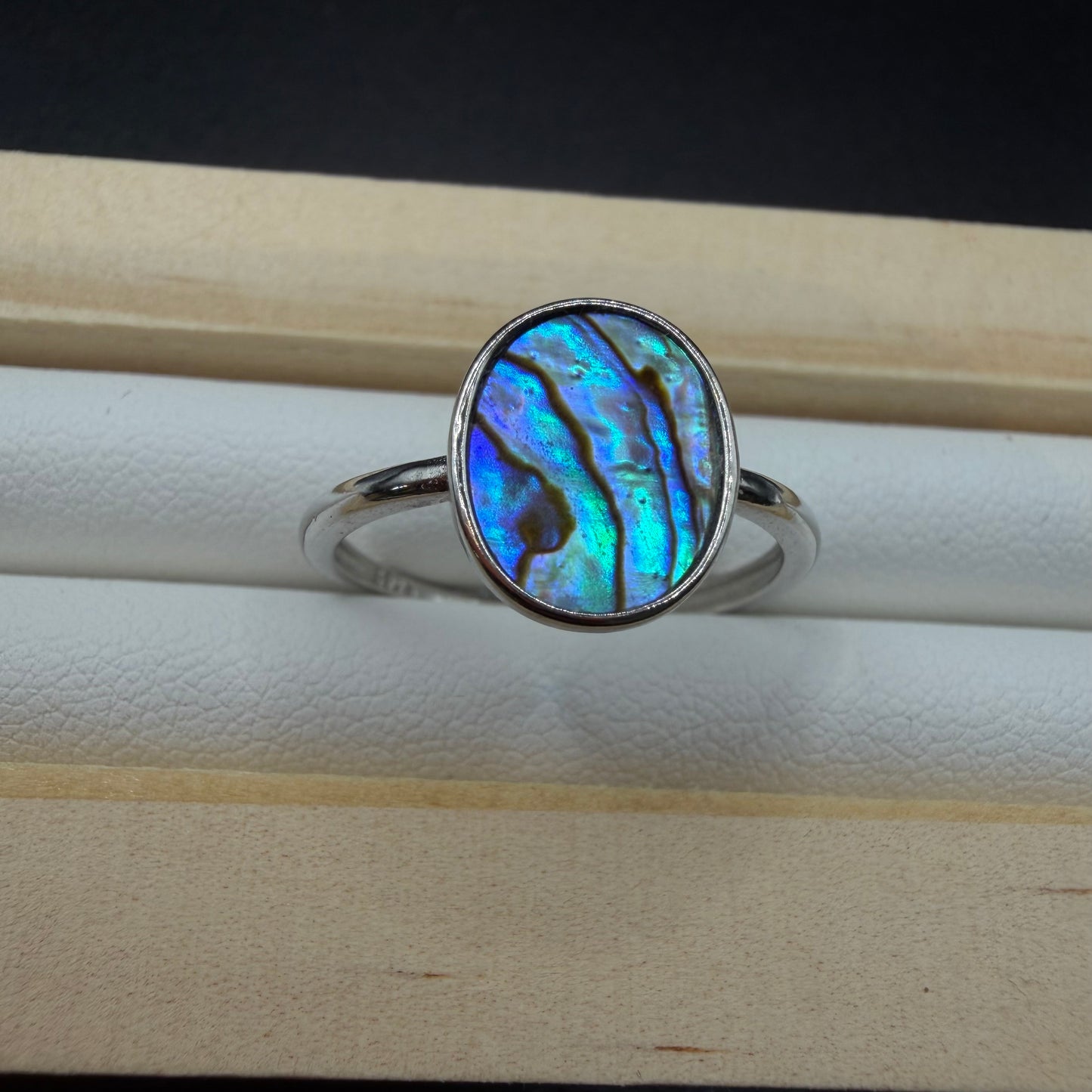 Abalone Shell Oval S925 Adjustable Ring