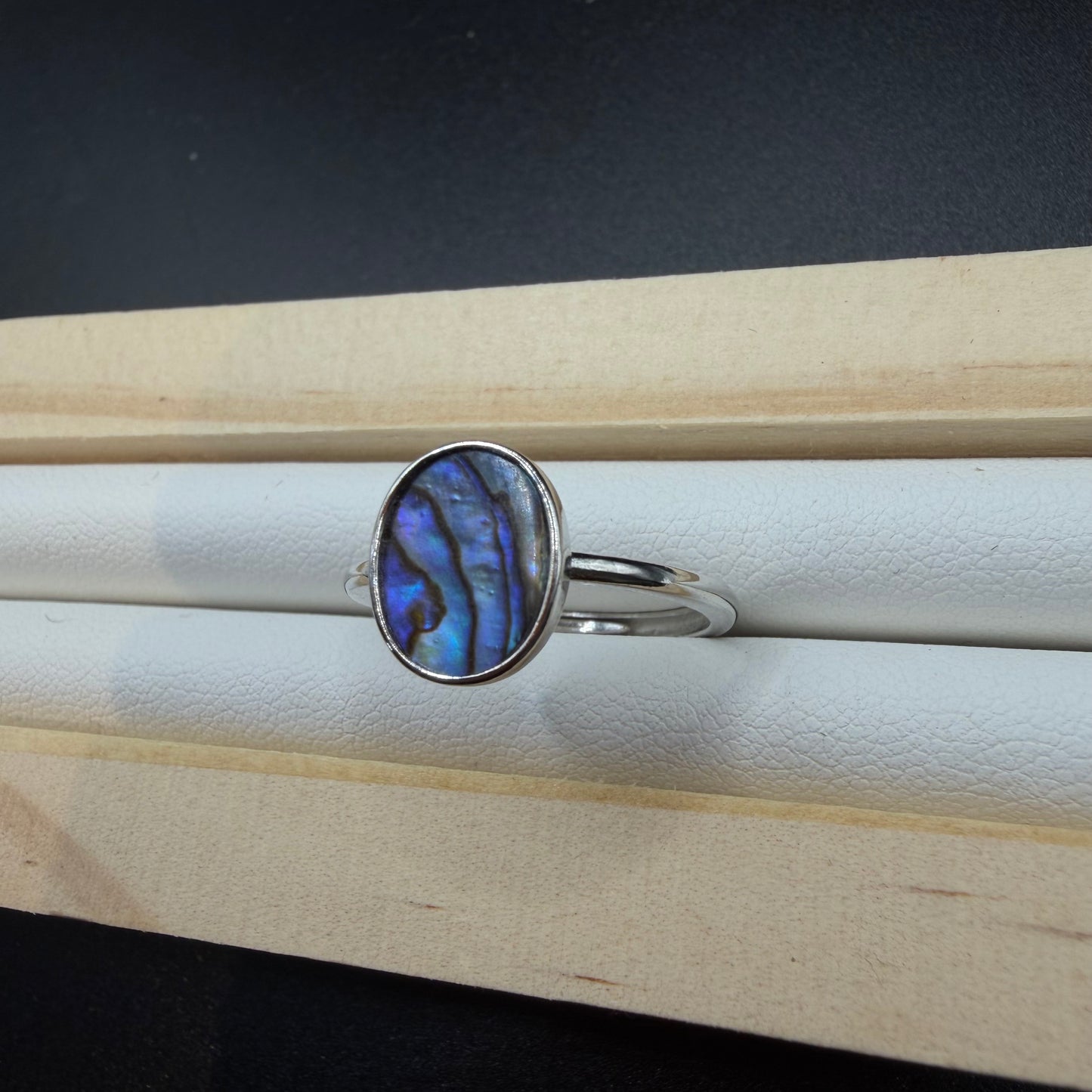 Abalone Shell Oval S925 Adjustable Ring