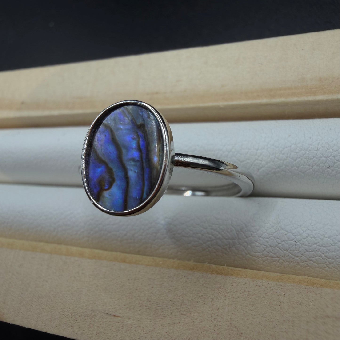 Abalone Shell Oval S925 Adjustable Ring