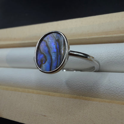 Abalone Shell Oval S925 Adjustable Ring