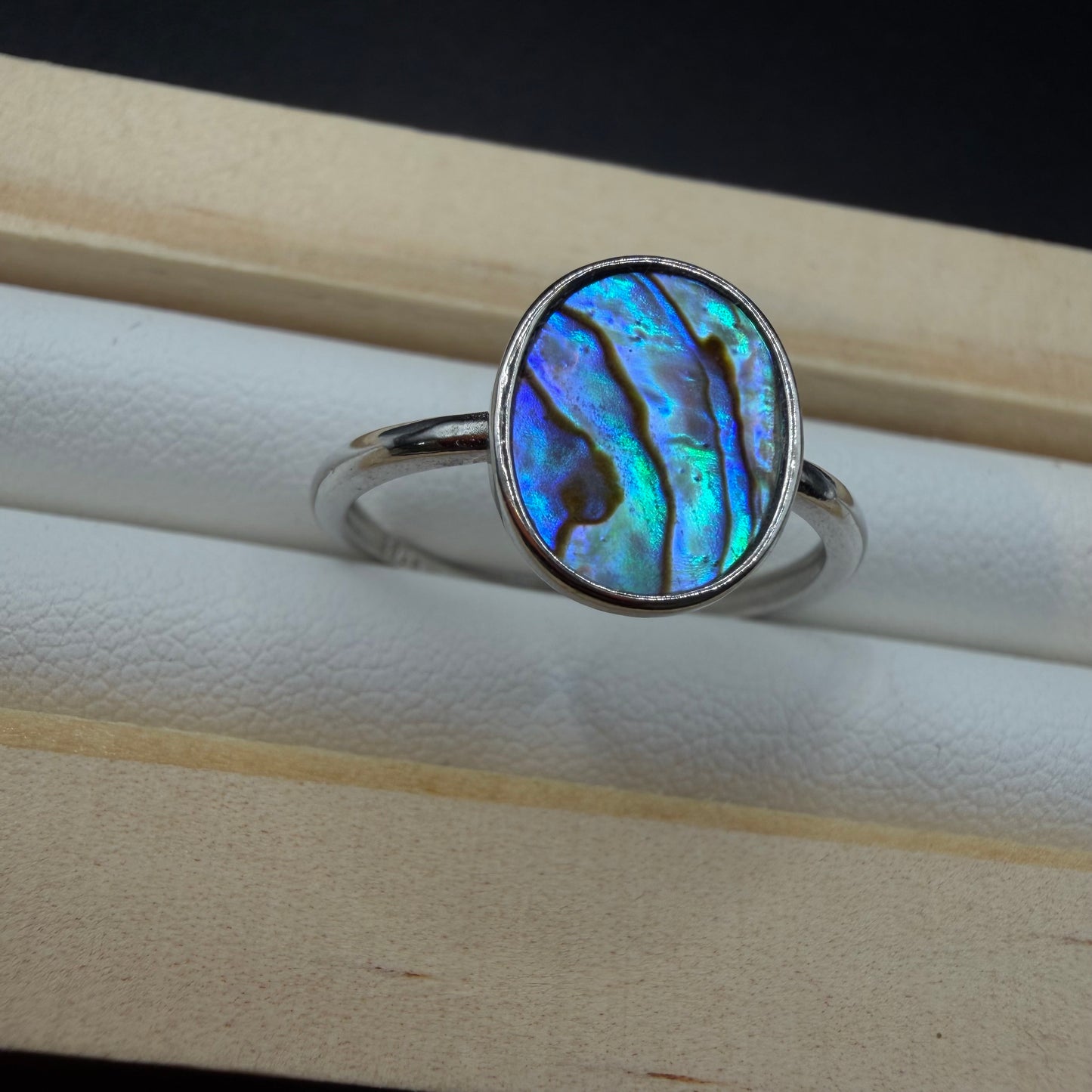Abalone Shell Oval S925 Adjustable Ring