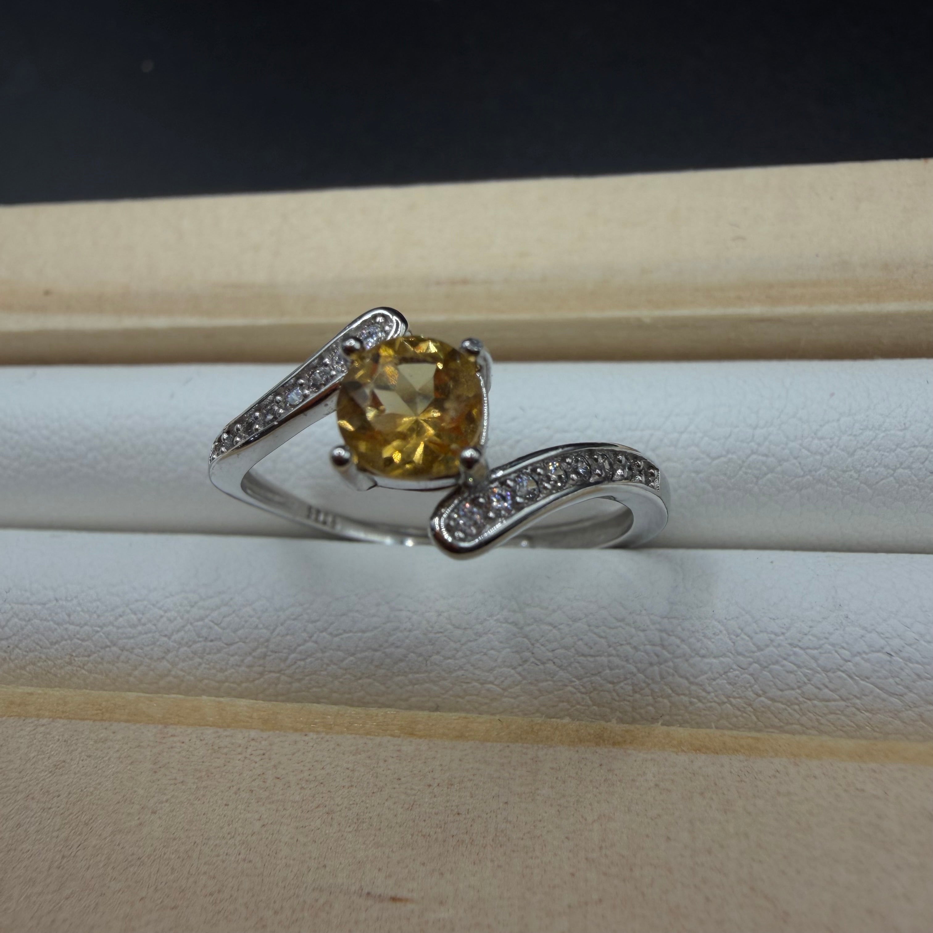 Citrine Asymmetrical S925 Adjustable Ring