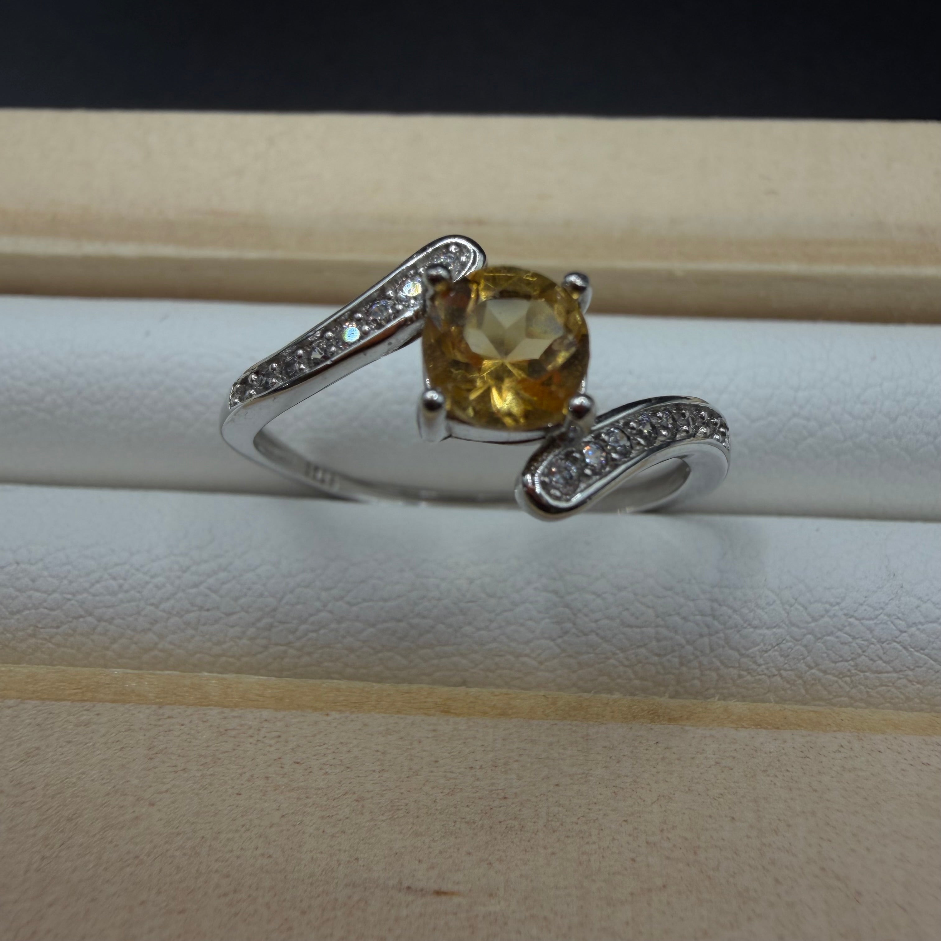 Citrine Asymmetrical S925 Adjustable Ring