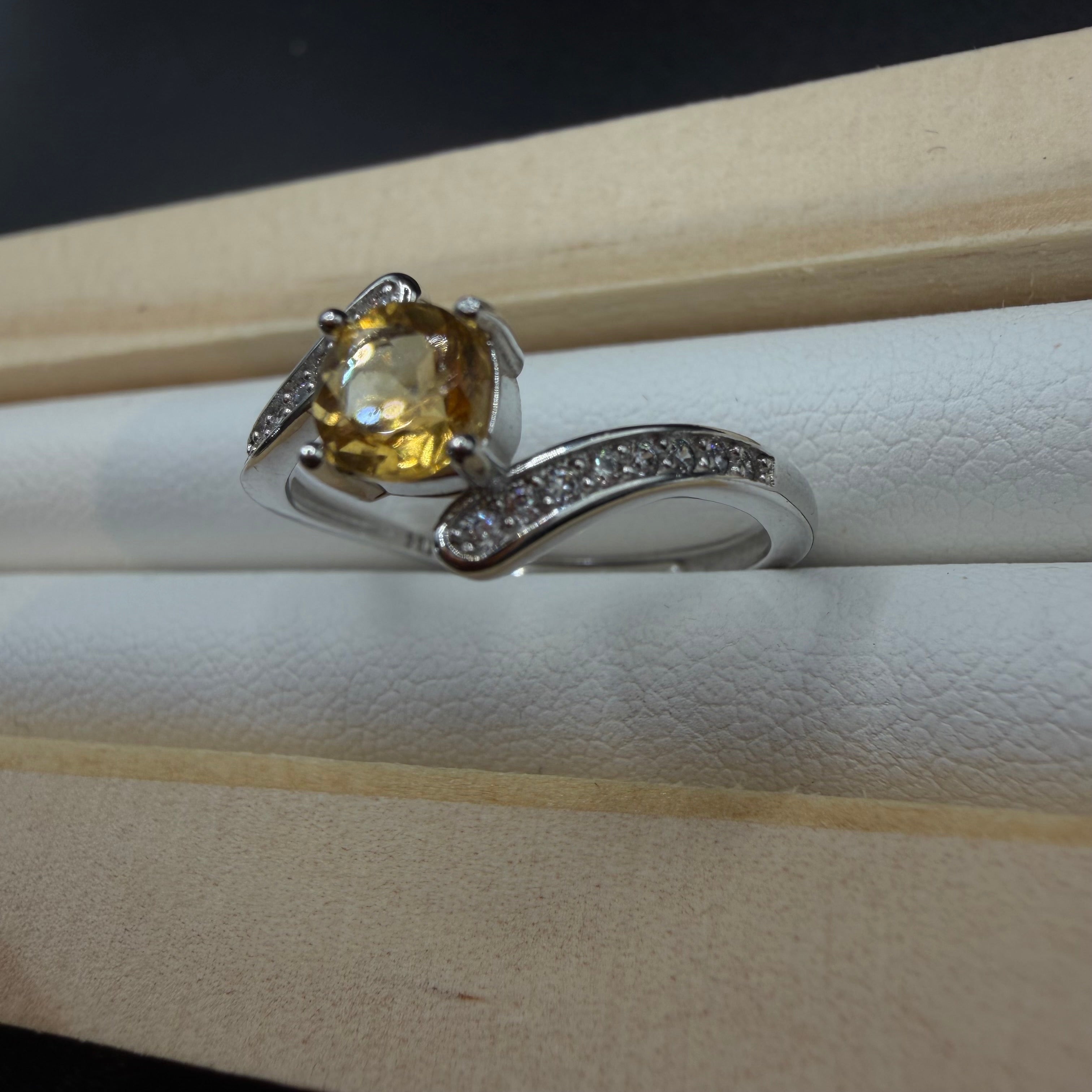 Citrine Asymmetrical S925 Adjustable Ring