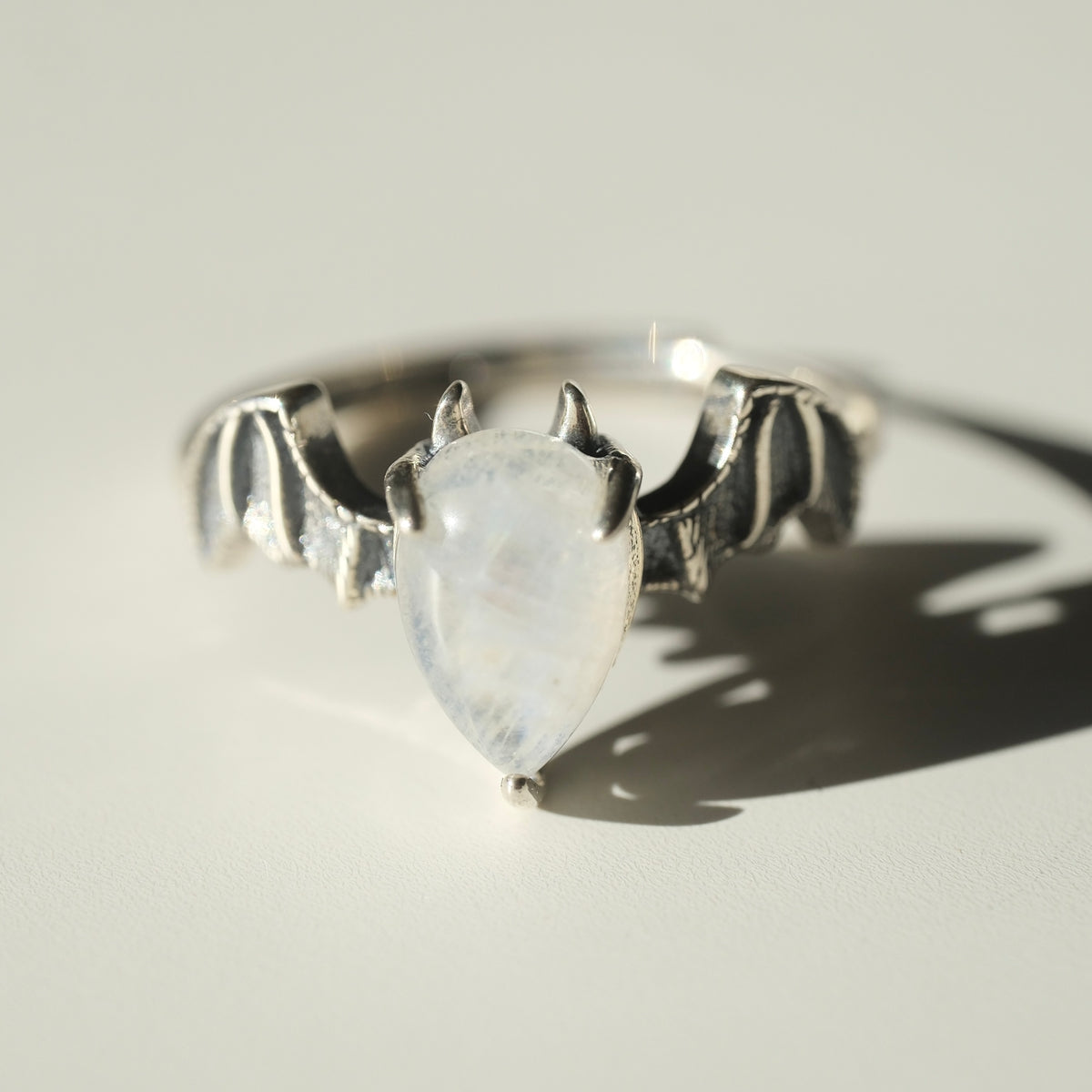 Halloween Moonstone Bat Ring | Intuition, New Beginnings & Inner Peace