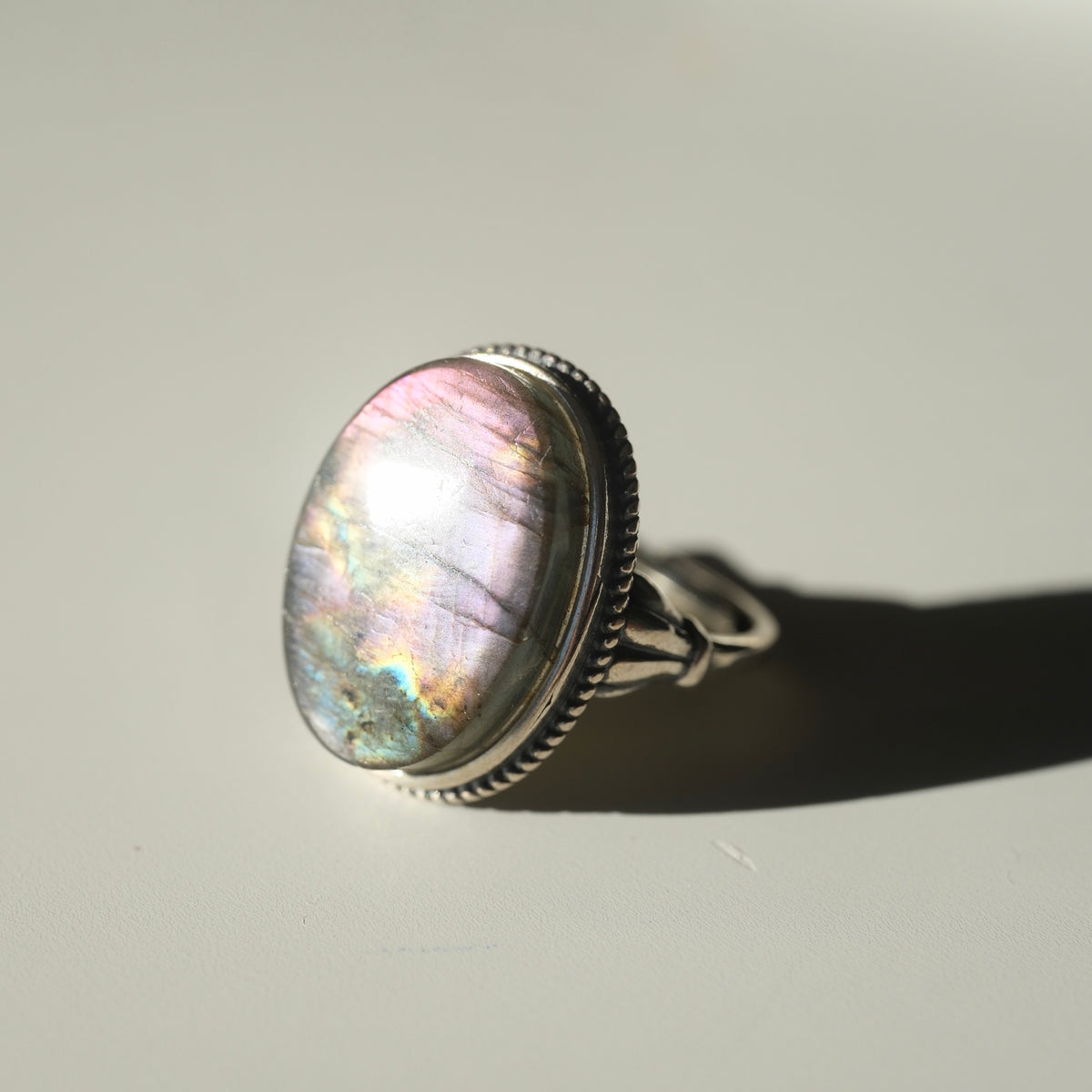 Labradorite Oval Statement Ring | Protection, Transformation & Intuition