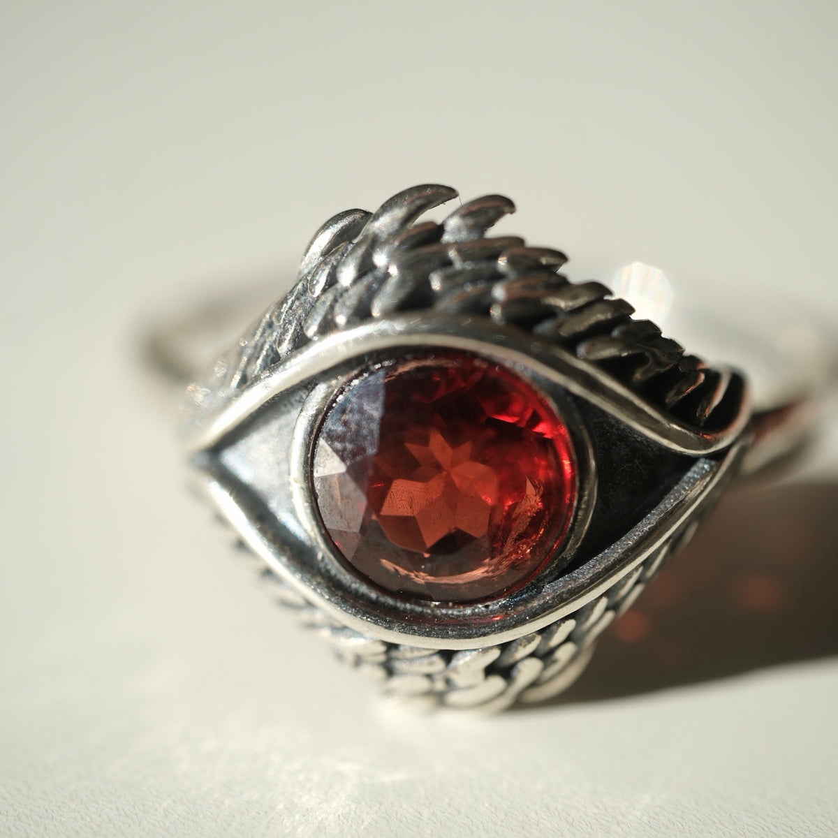 Garnet Evil Eye Ring | Protection, Passion & Strength