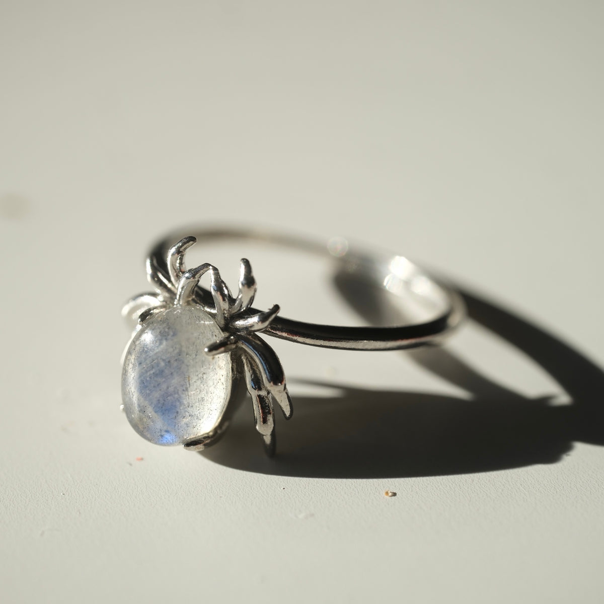 Labradorite Spider Halloween Ring | Protection, Transformation & Intuition