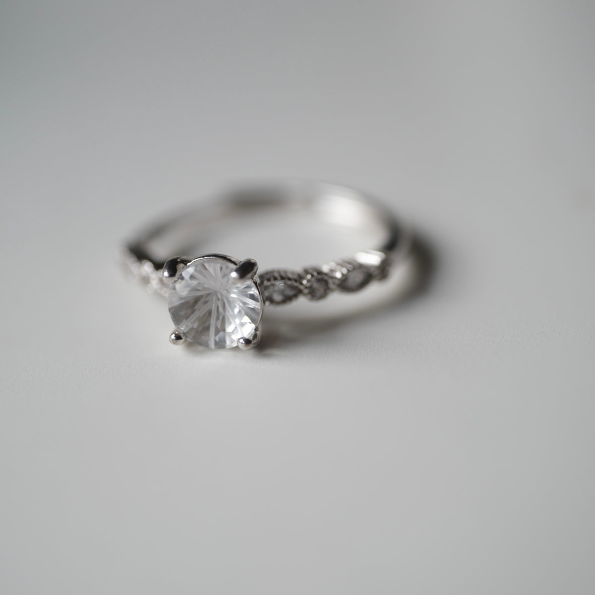 Clear Quartz ring angled view