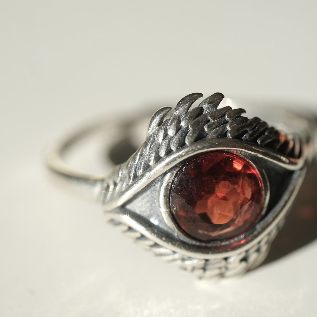Garnet Evil Eye Ring | Protection, Passion & Strength