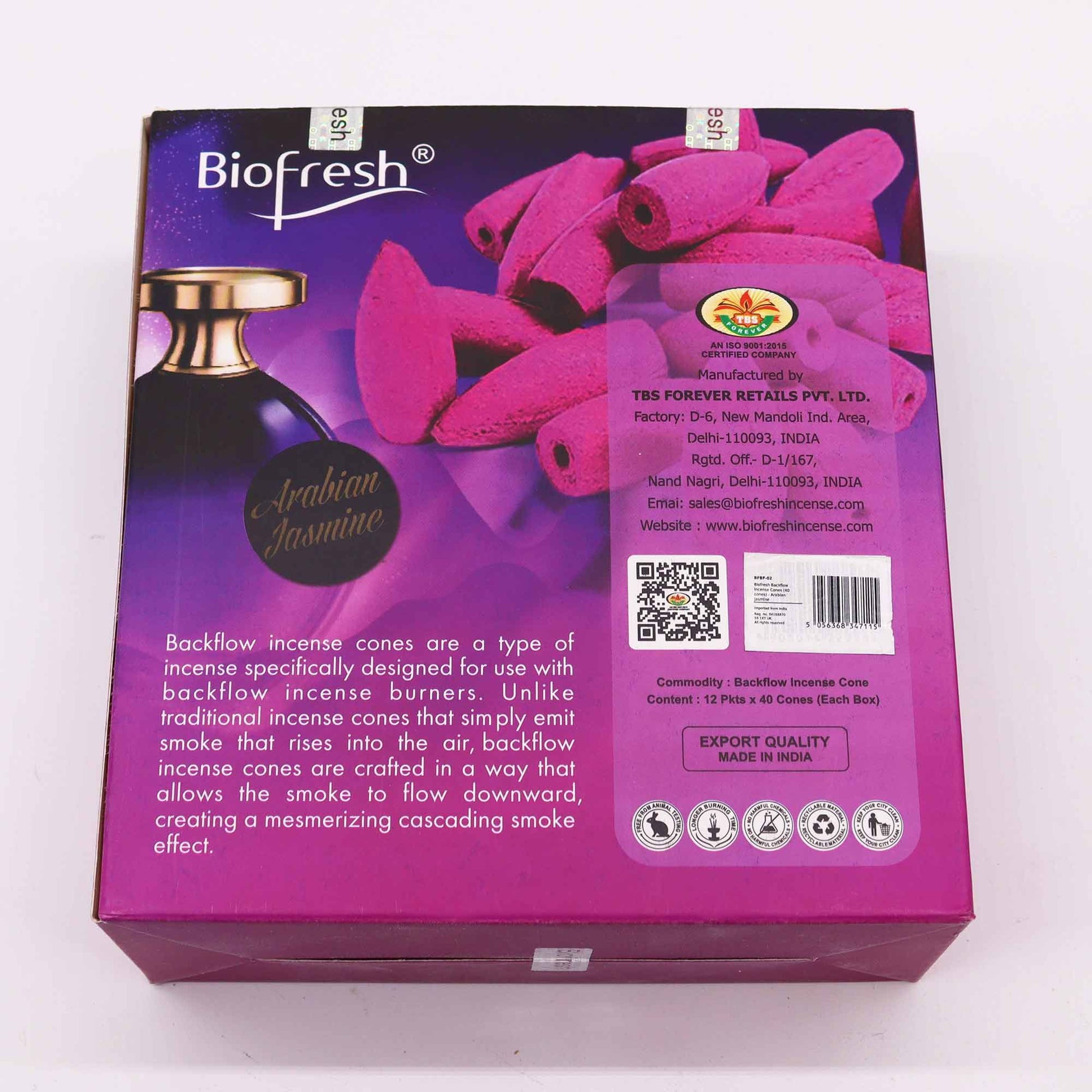 Biofresh Backflow Incense Cones - Arabian Jasmine