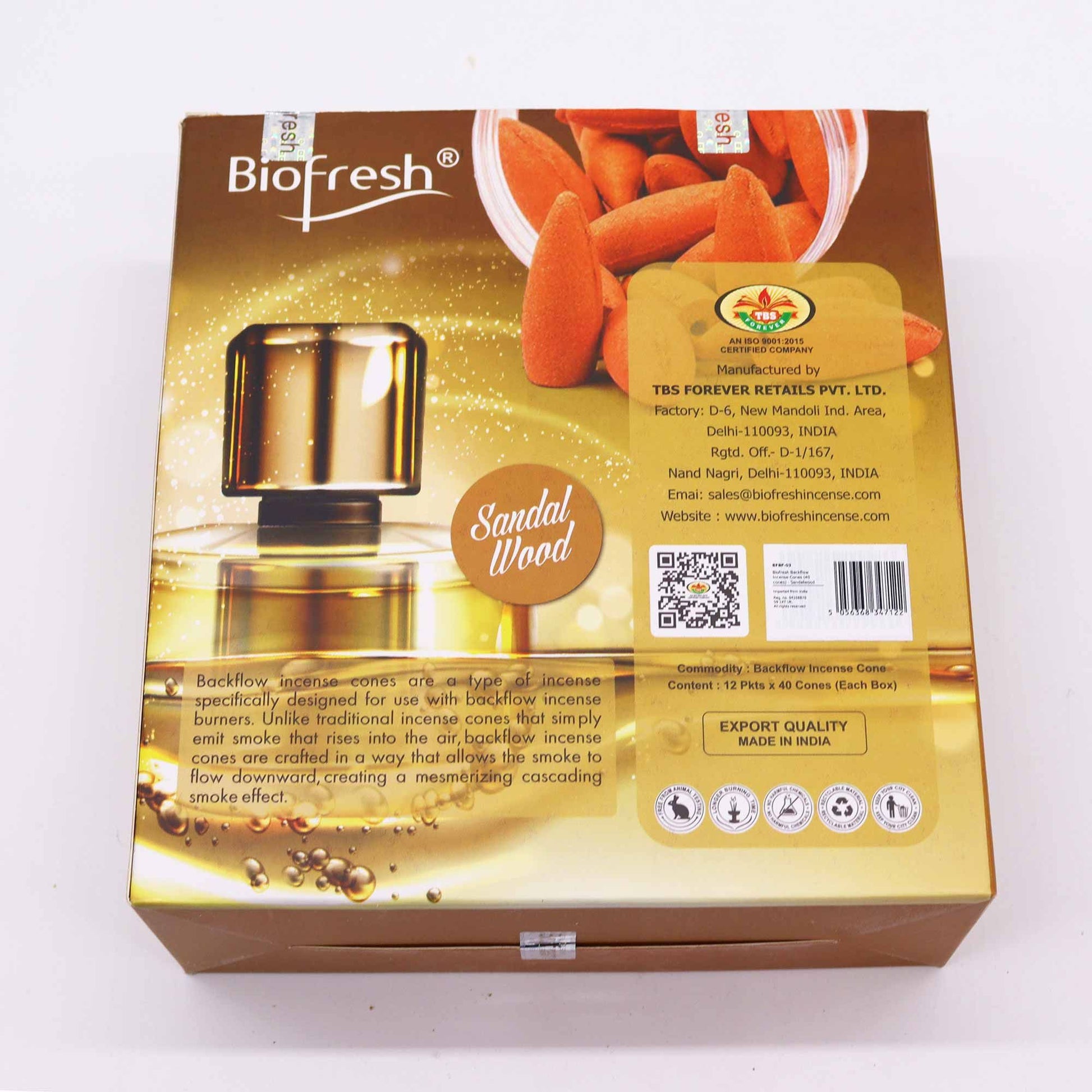 Biofresh Backflow Incense Cones - Sandalwood