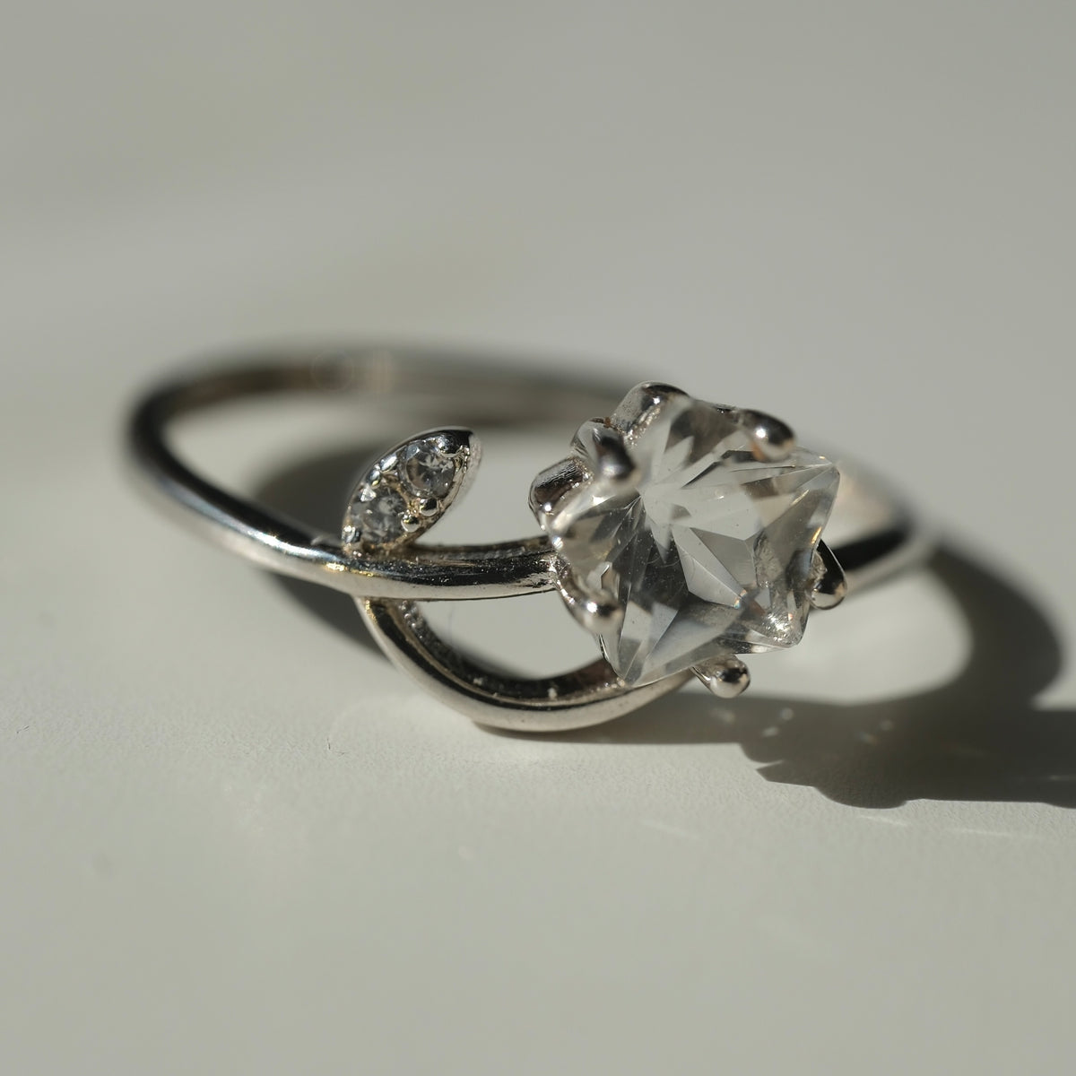 Clear Quartz star S925 adjustable ring, view 5
