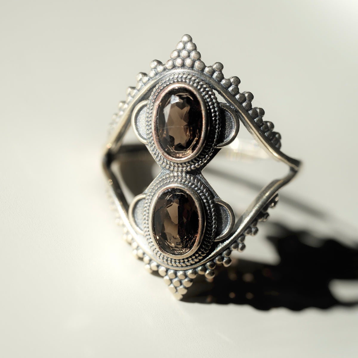 Double Smoky Quartz ring angle 2