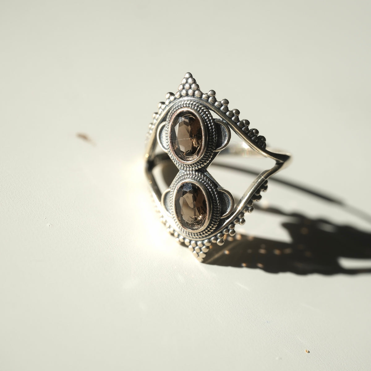 Double Smoky Quartz ring angle 3