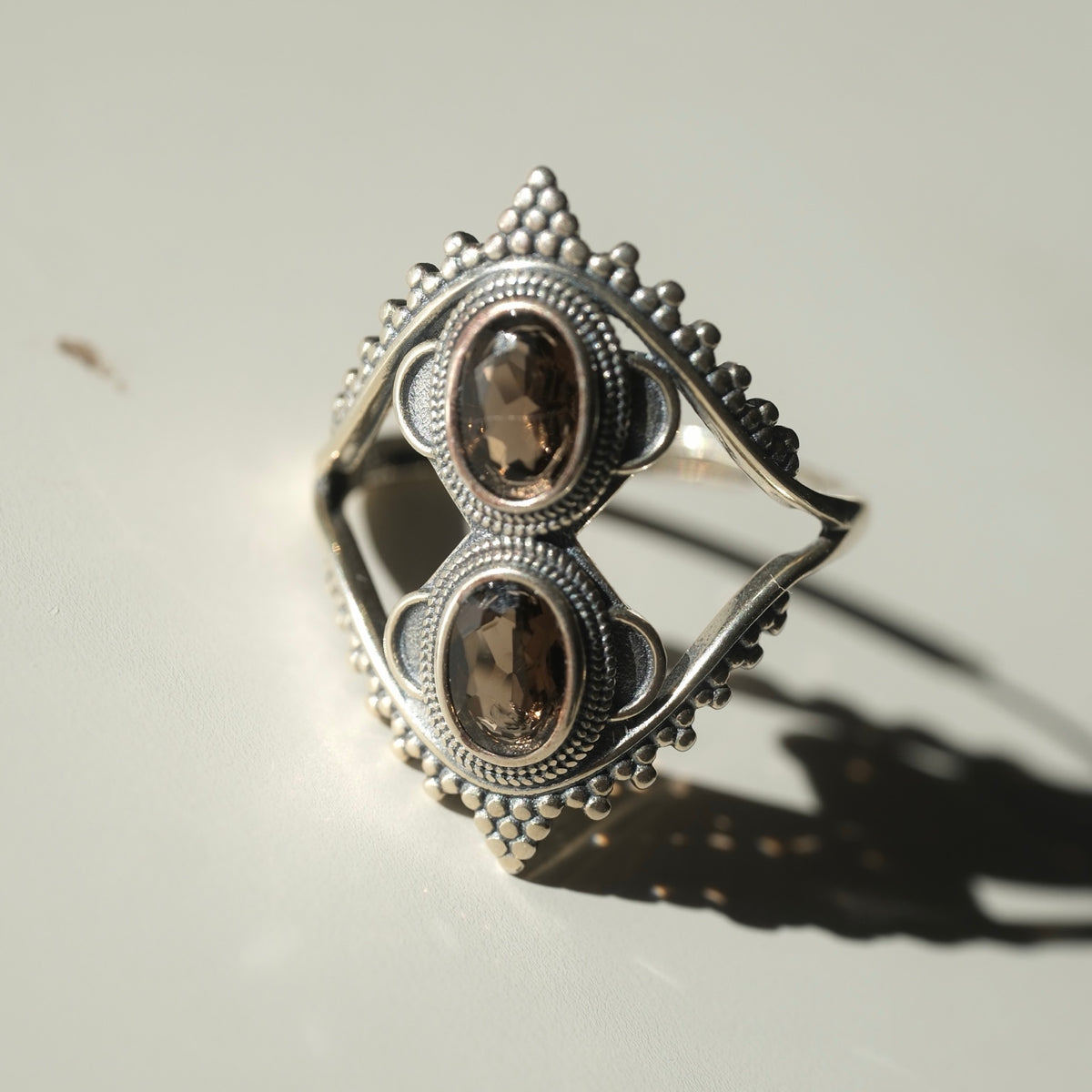 Double Smoky Quartz ring angle 4