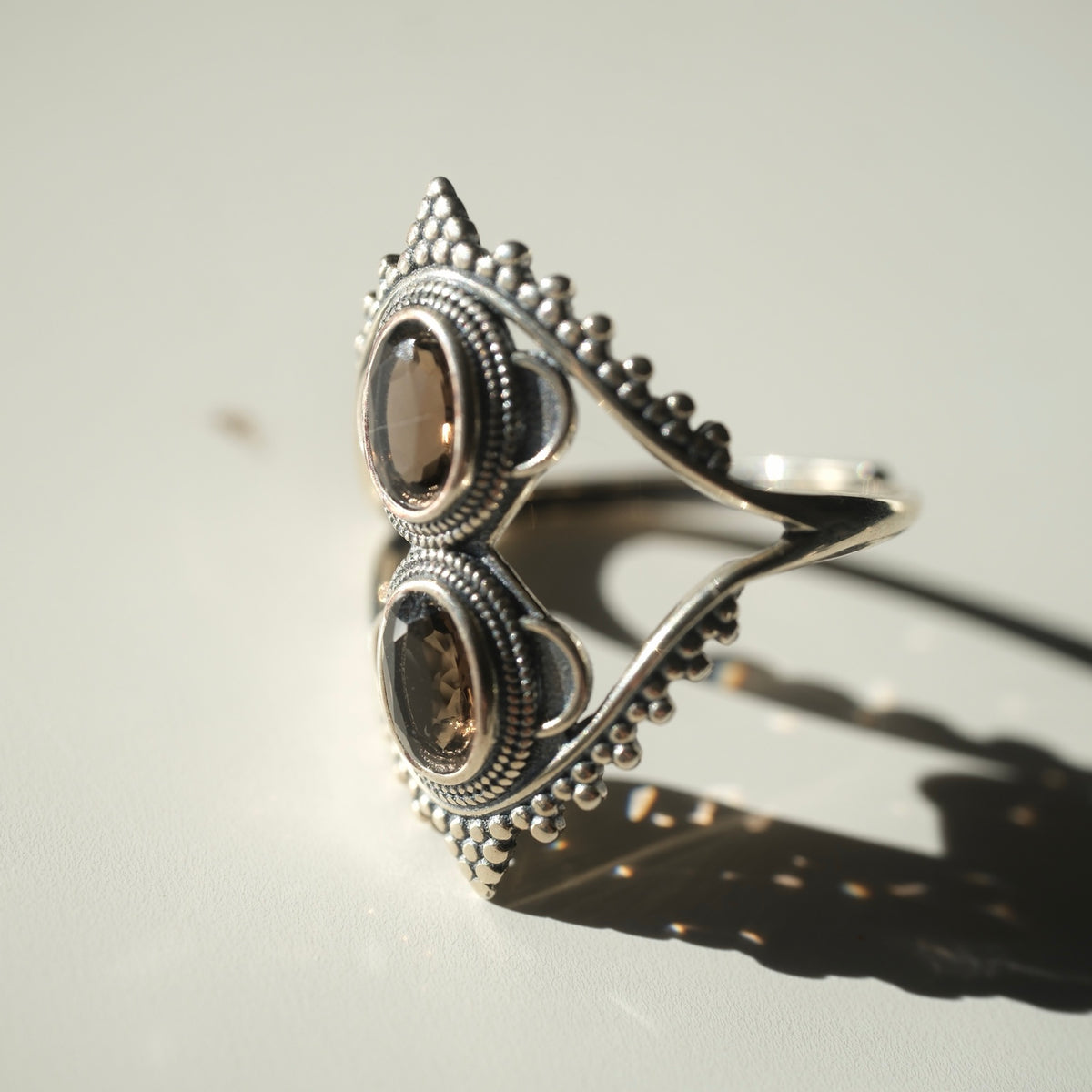 Double Smoky Quartz ring angle 5