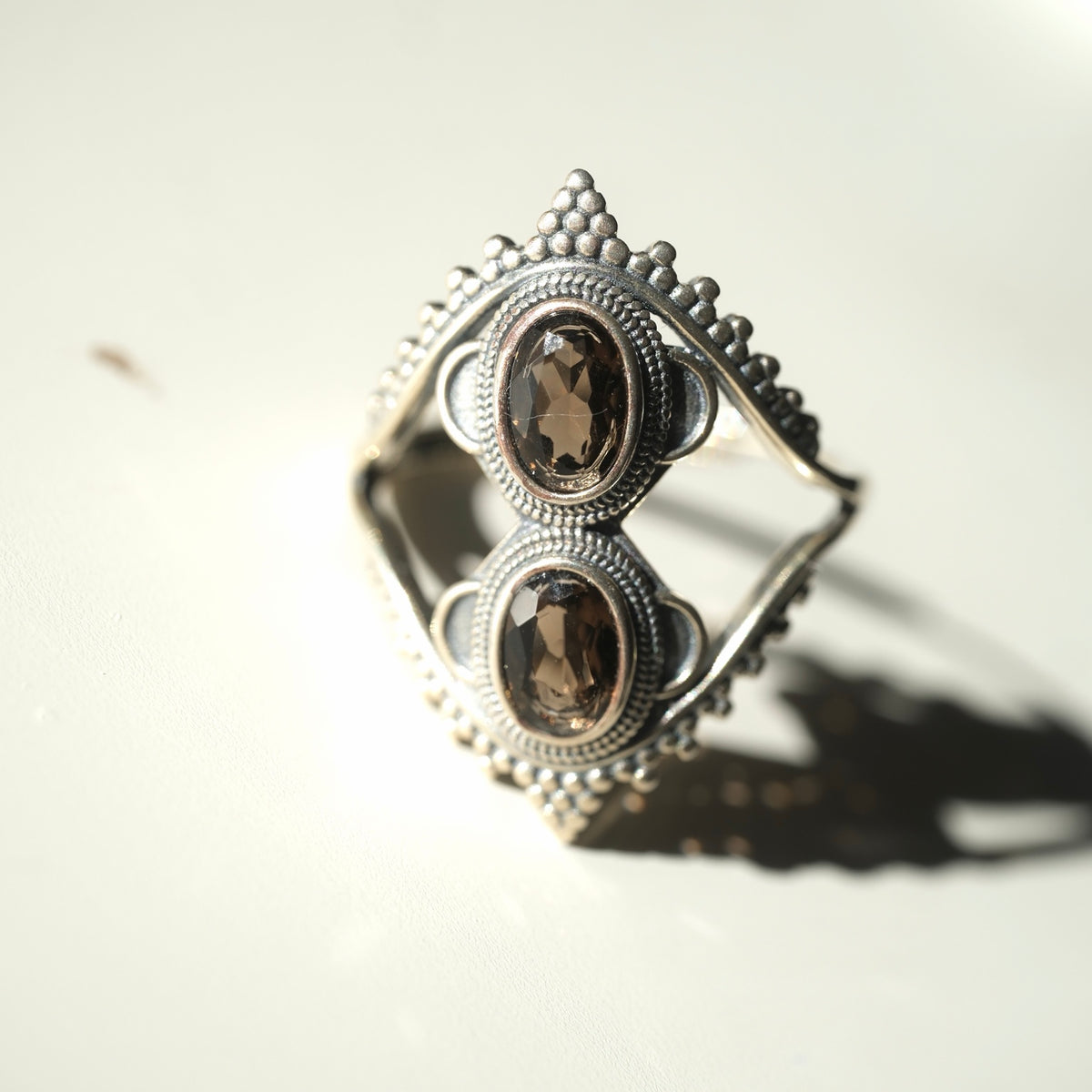 Double Smoky Quartz ring angle 6