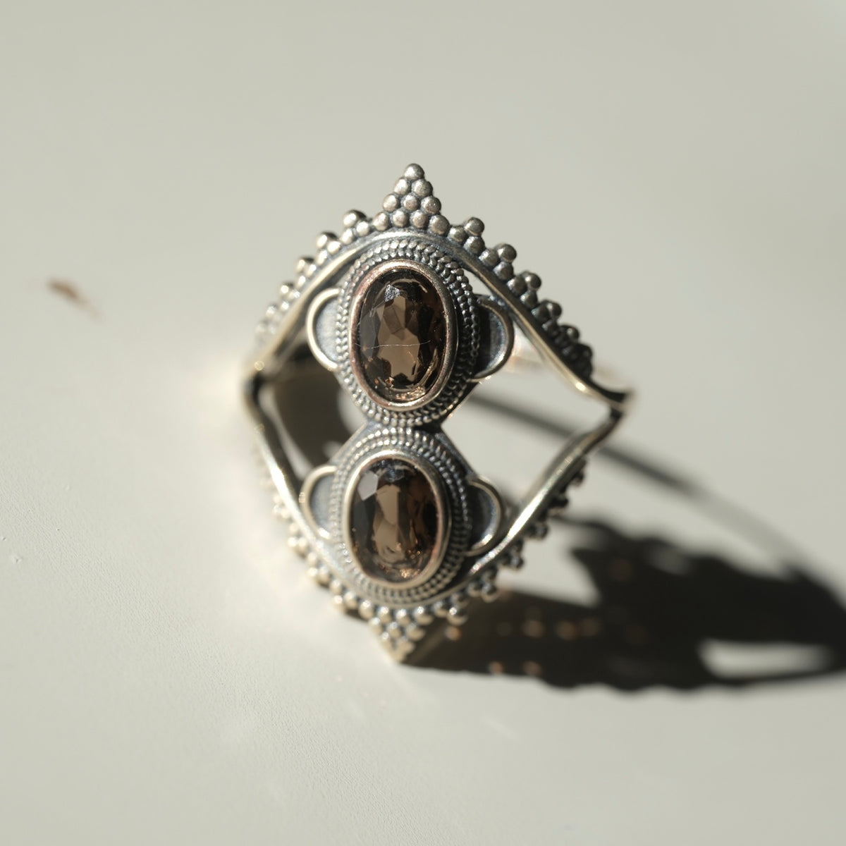 Double Smoky Quartz ring angle 7